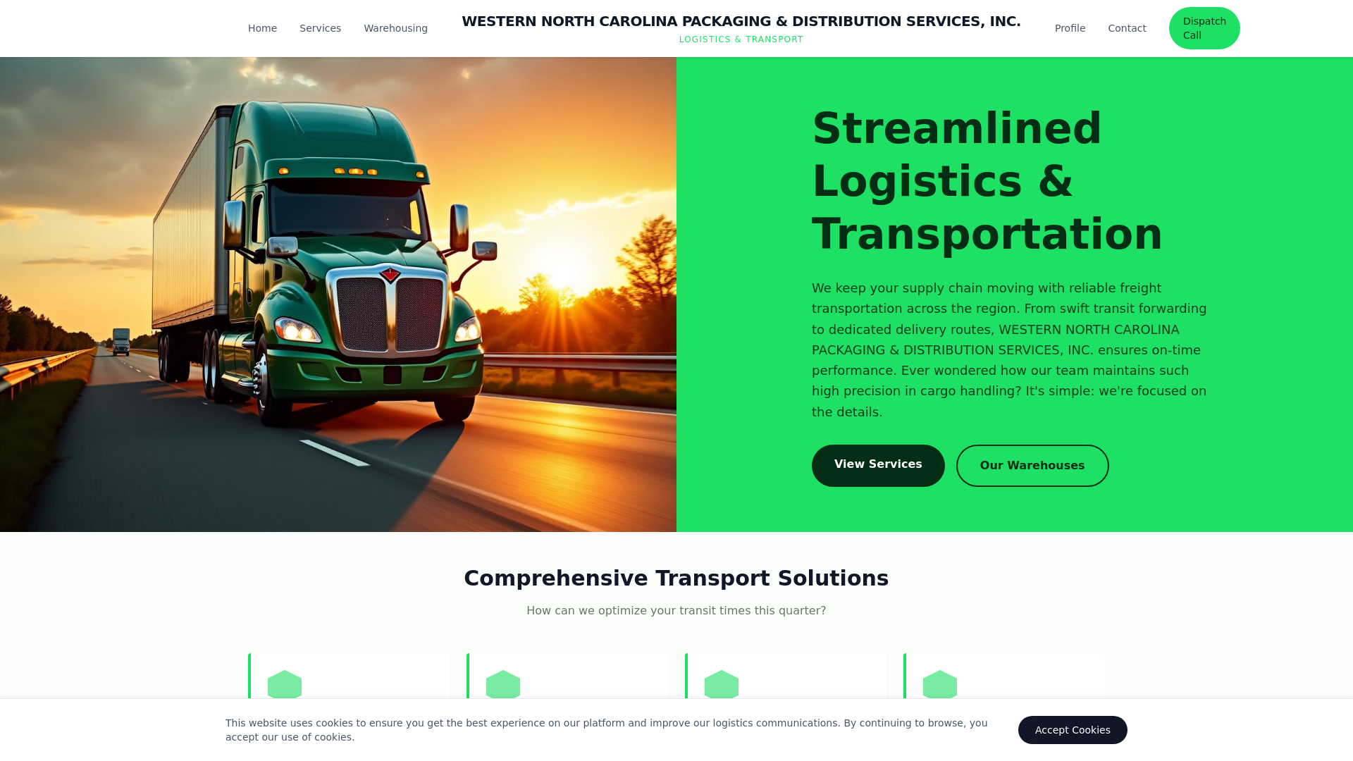 website screenshot of https://westernnorthcarolinapackagingdistributserv.com/