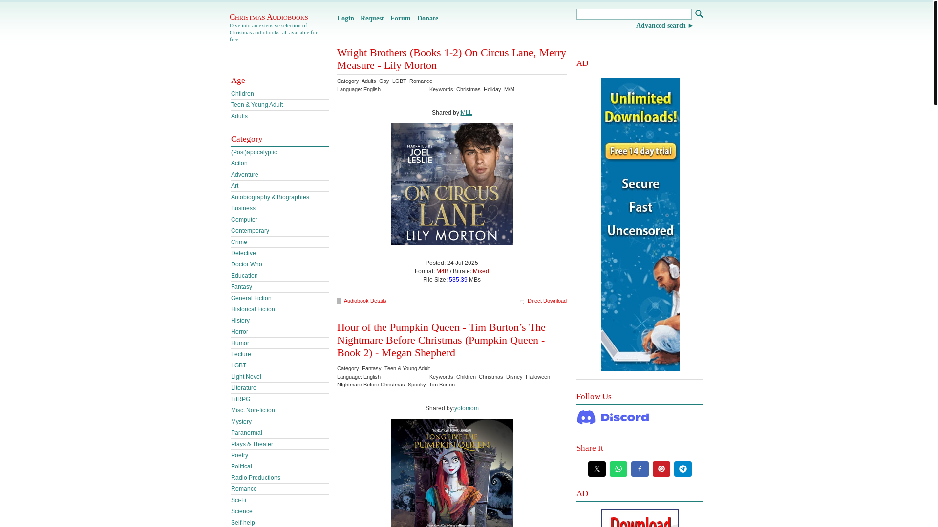 website screenshot of https://christmasaudio.org/