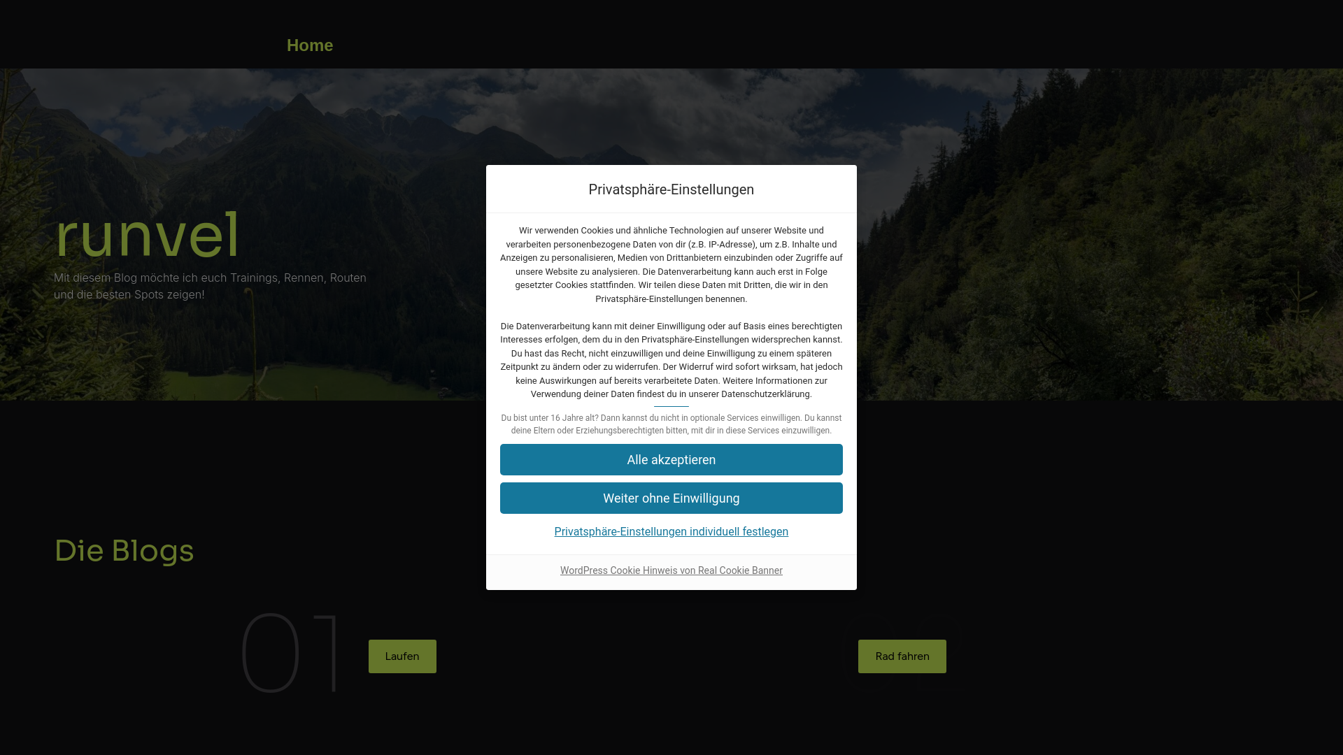 website screenshot of https://runvelo.de/