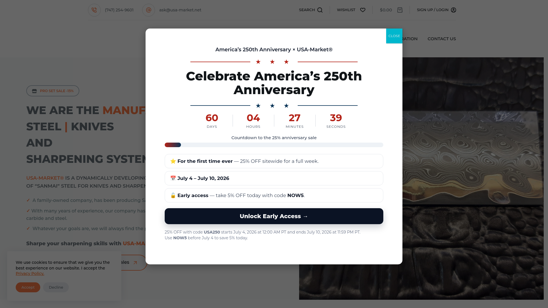 website screenshot of https://usa-market.net