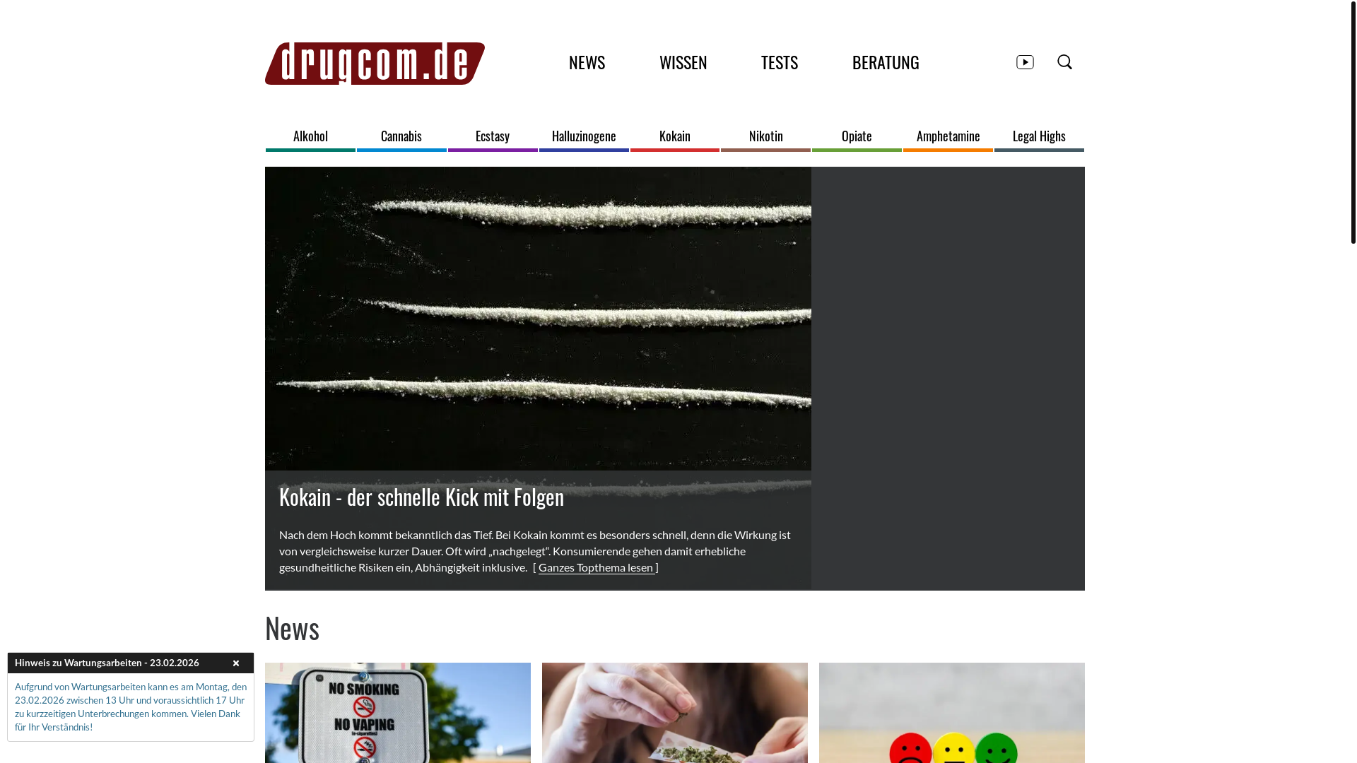 website screenshot of https://www.drugcom.de/