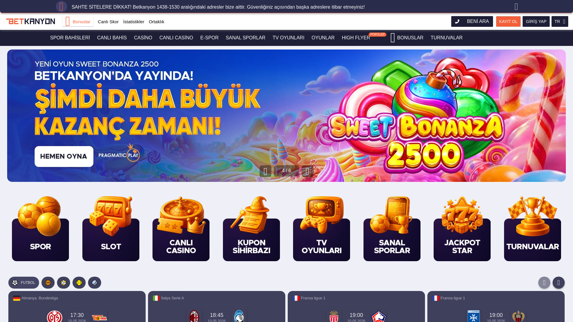 website screenshot of https://betkanyon1594.com/