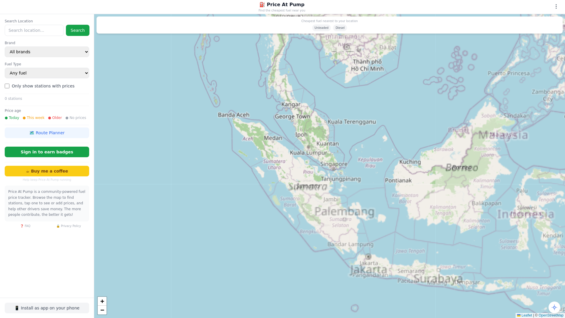 website screenshot of https://priceatpump.link