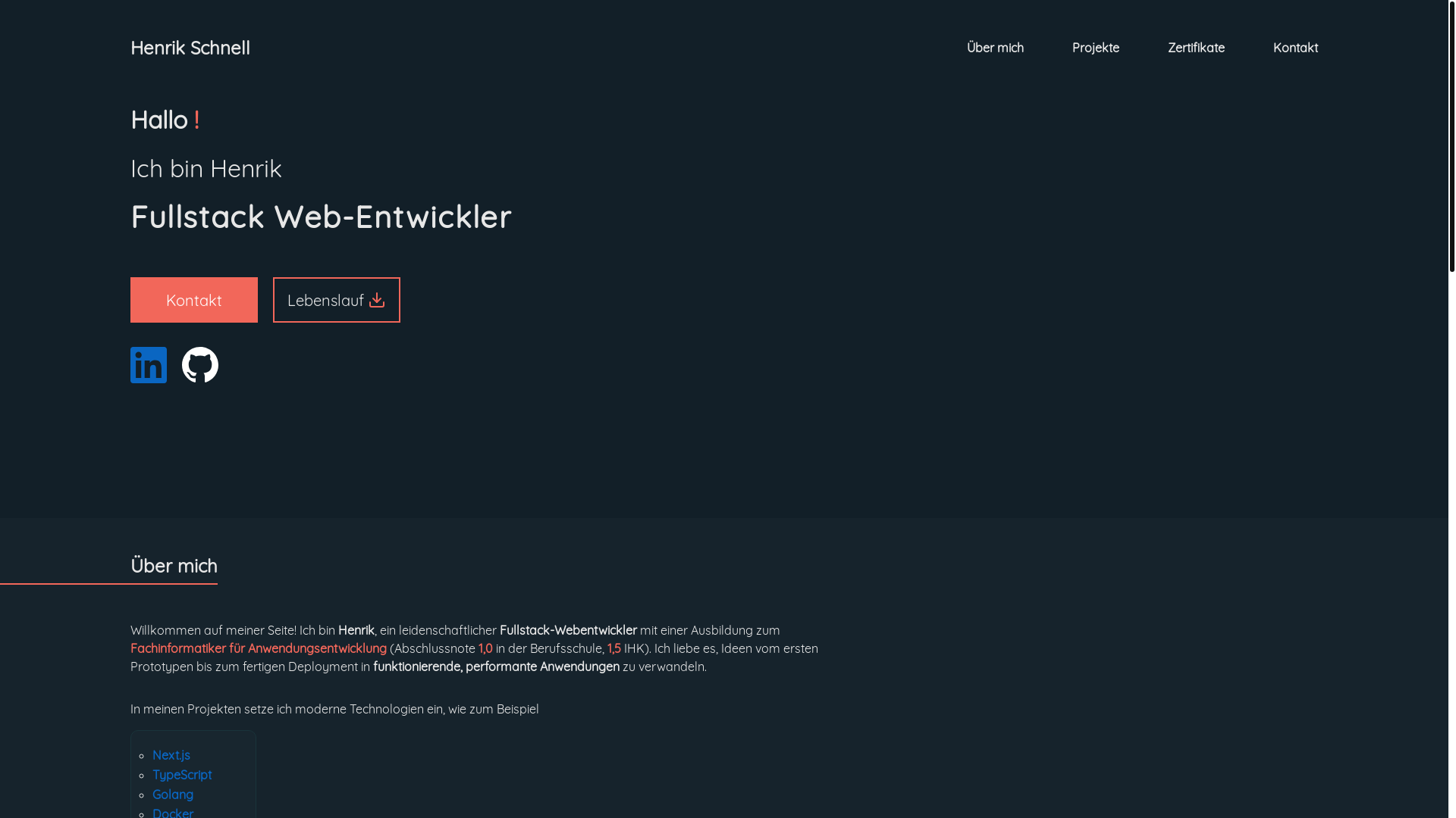 website screenshot of https://henrikschnell.de/