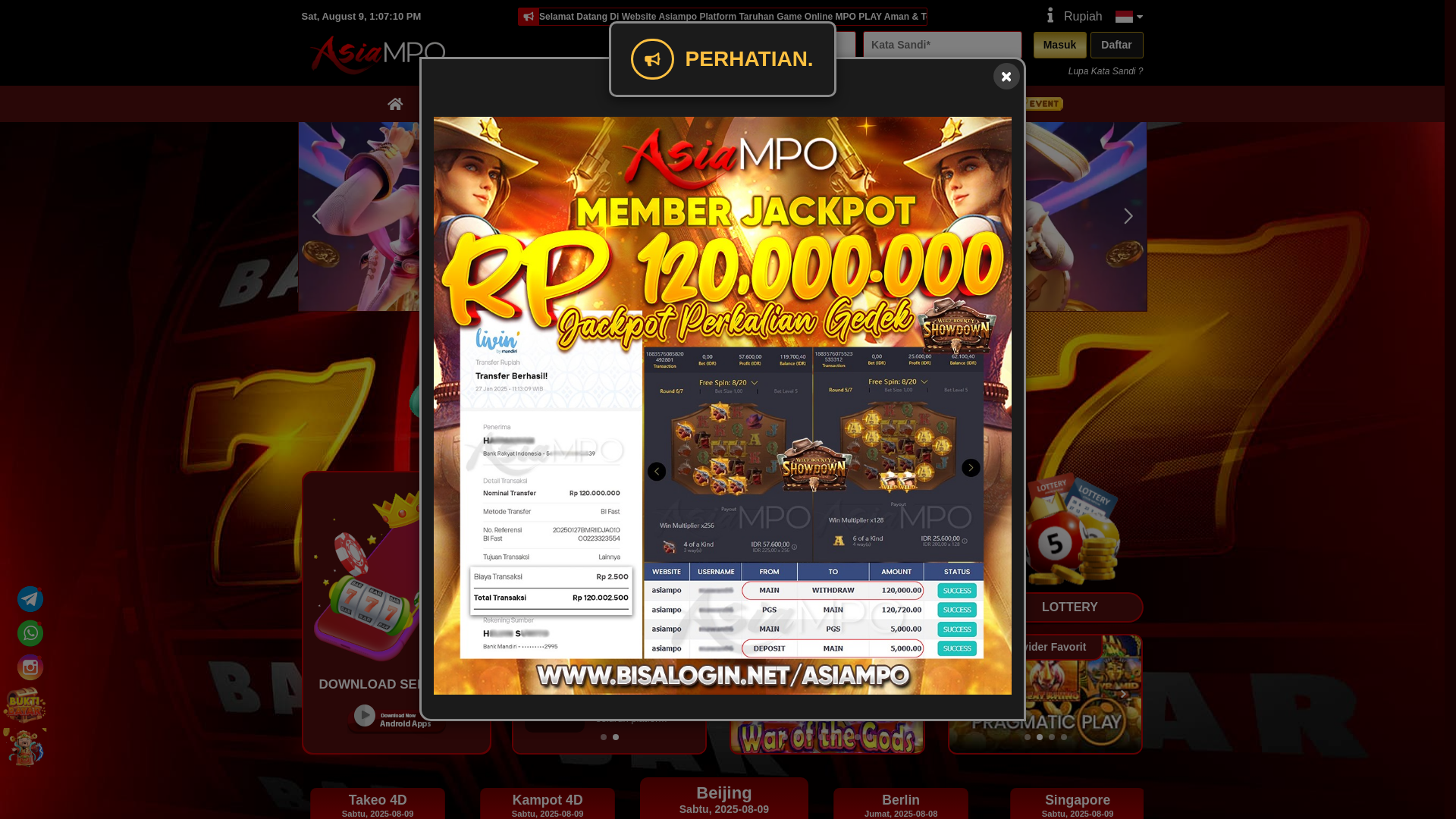 website screenshot of https://daftarasiampo.store/
