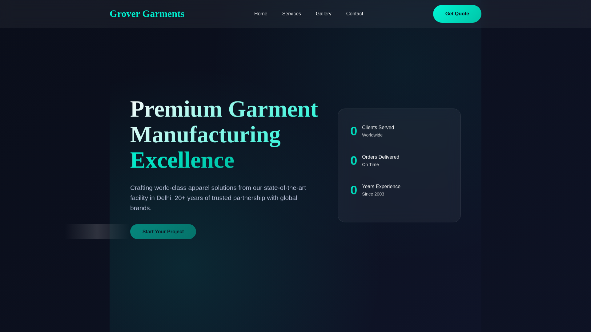website screenshot of https://grover-garments.shop/