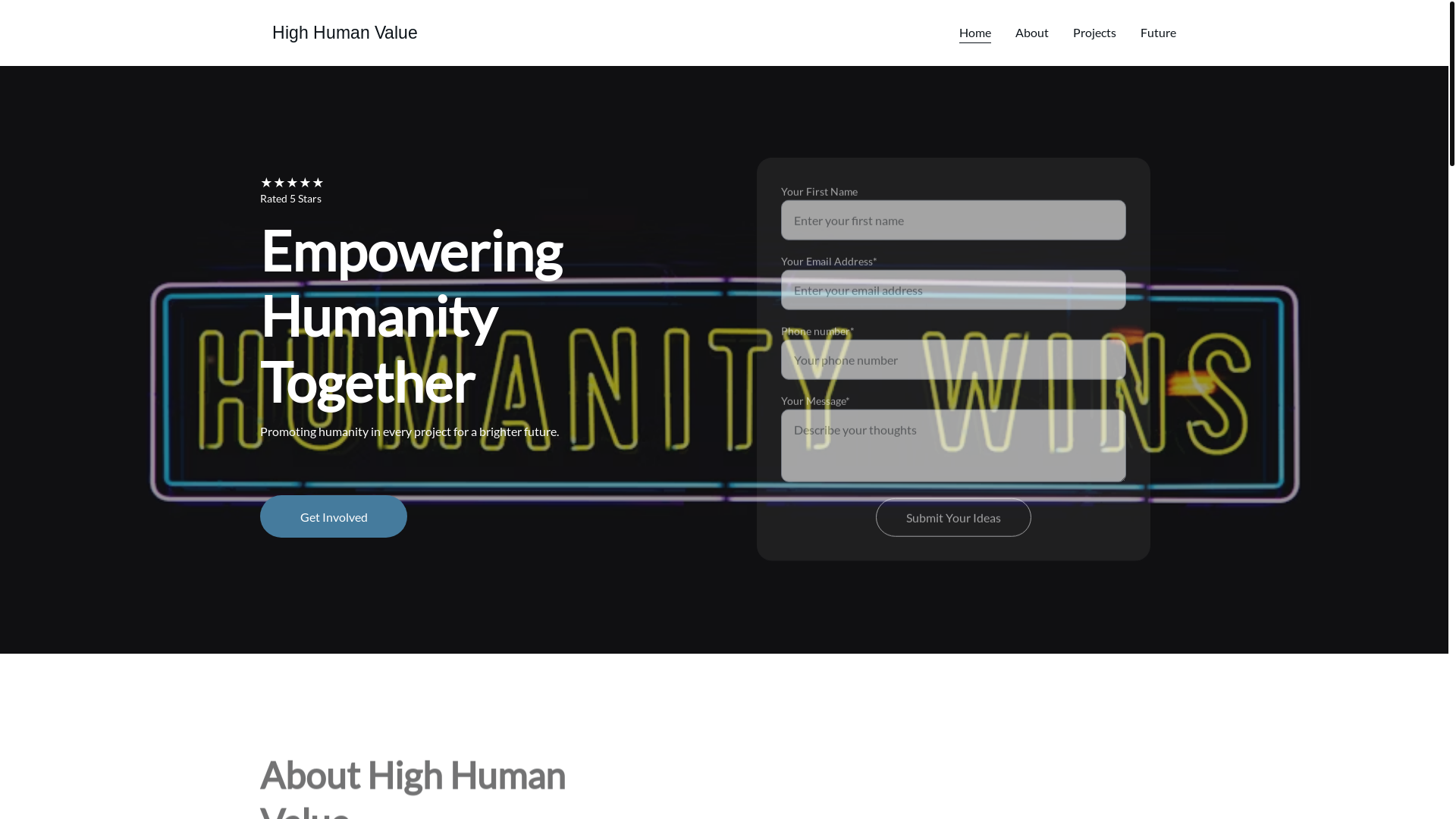 website screenshot of https://highhumanvalue.org/