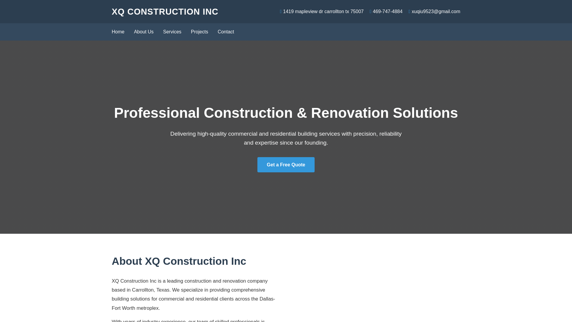 website screenshot of https://xqconstruction.shop/