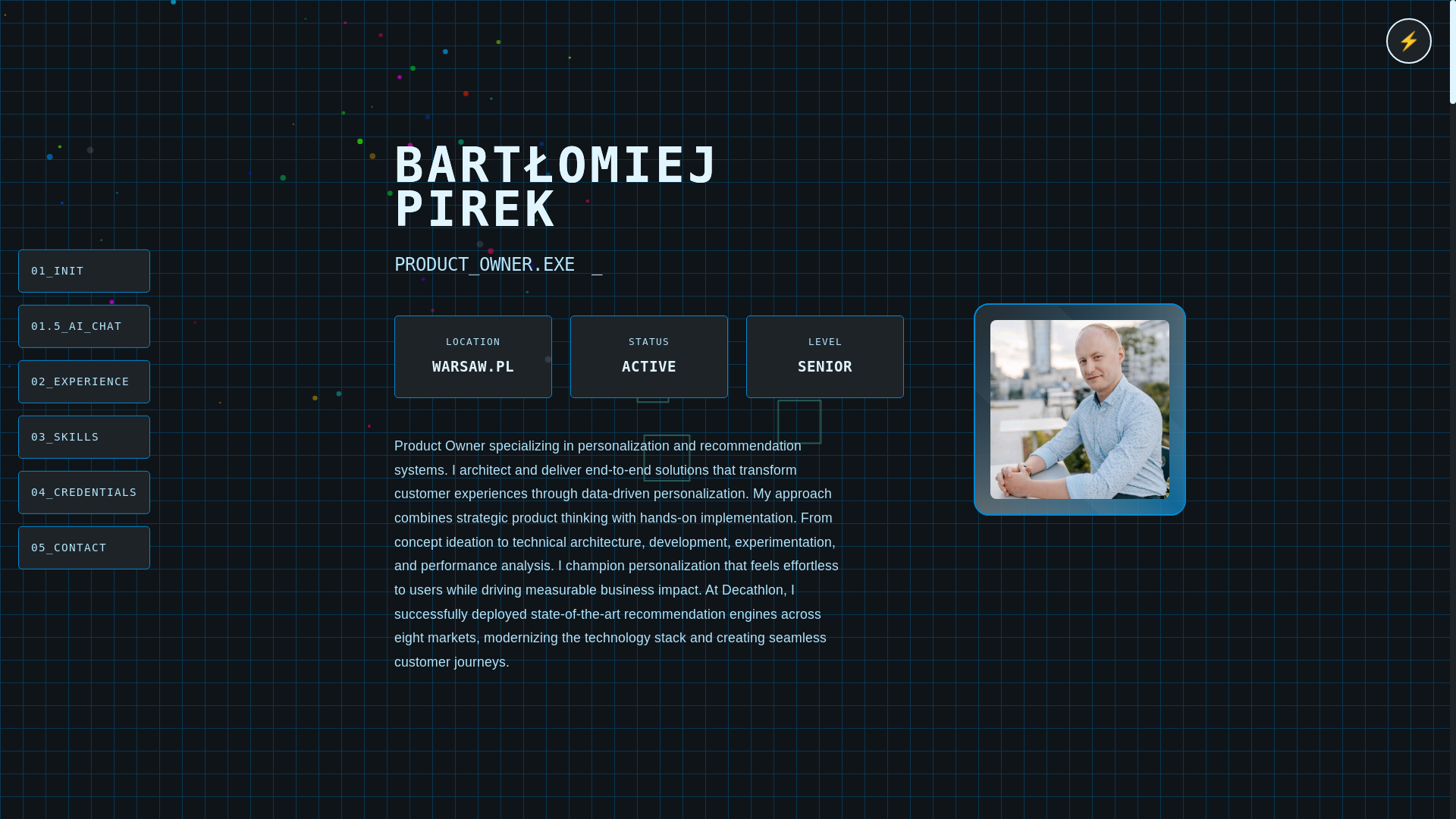 website screenshot of https://bartlomiejpirek.com/