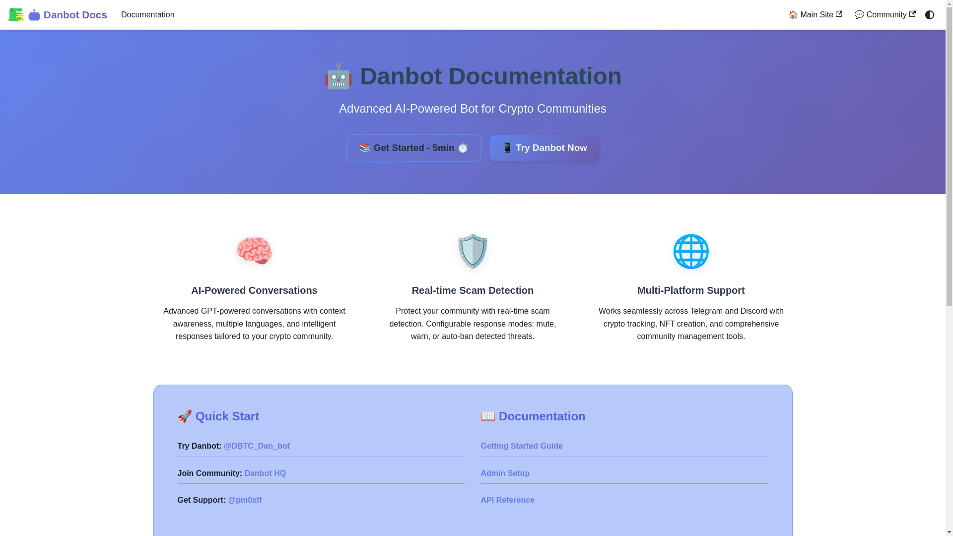 website screenshot of https://danbot-docs.pages.dev/