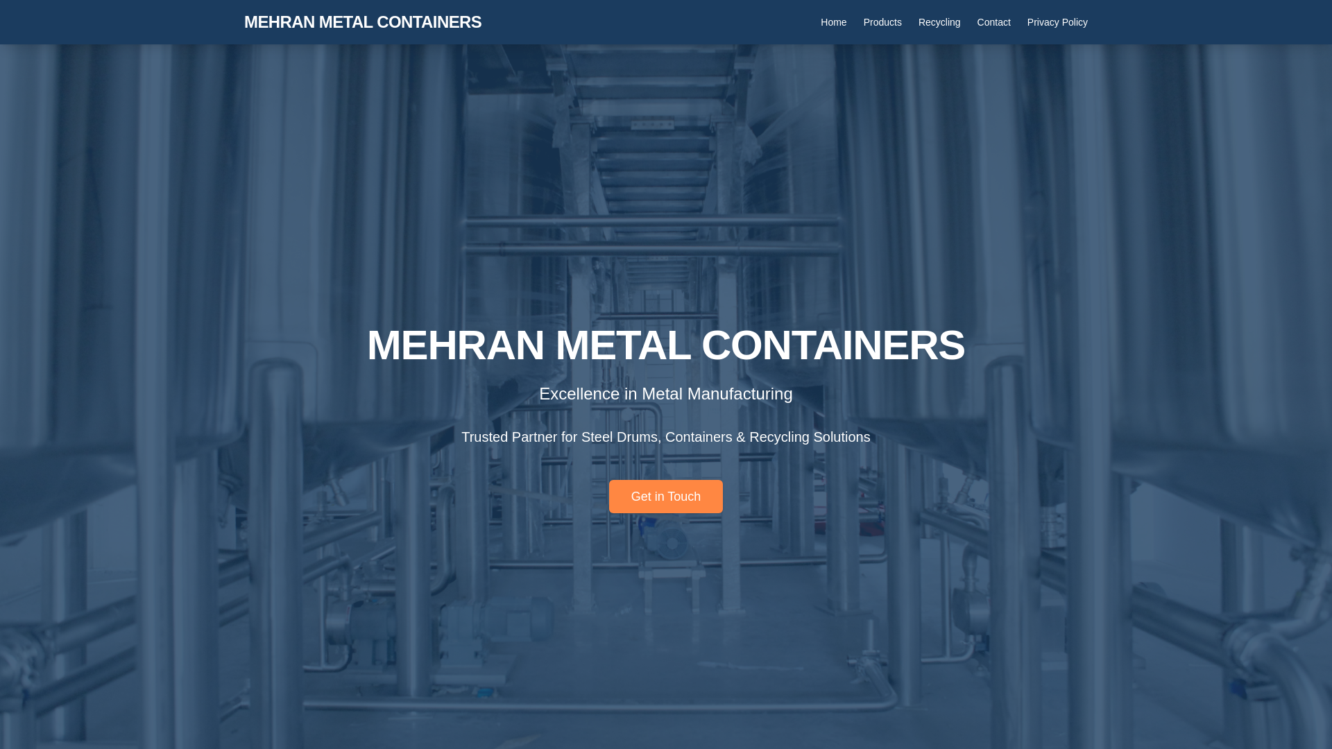 website screenshot of https://mehranmetalcontainers.com