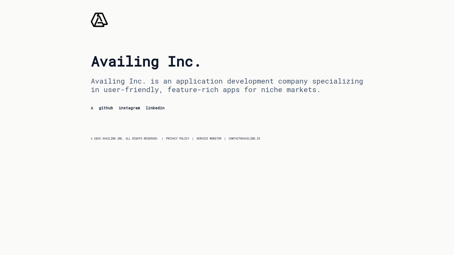 website screenshot of https://availing.us/