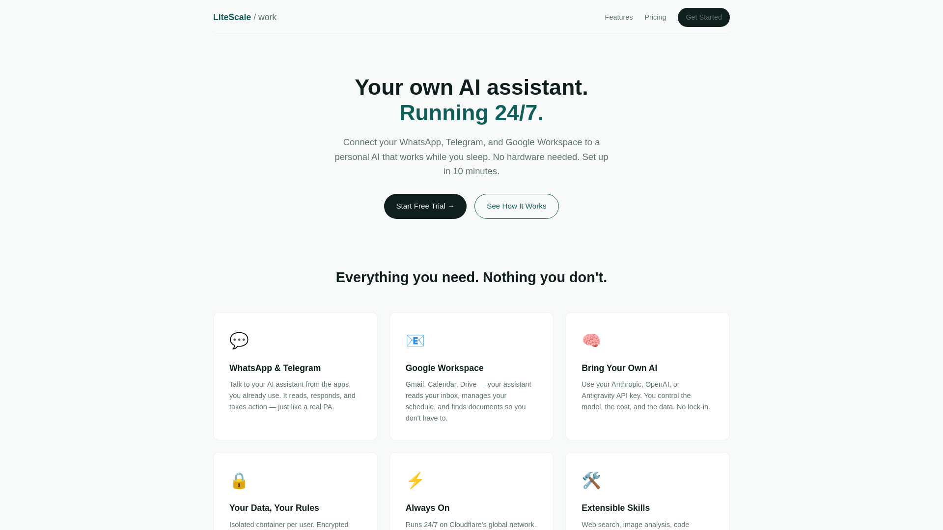 website screenshot of https://hosted-openclaw.pages.dev/