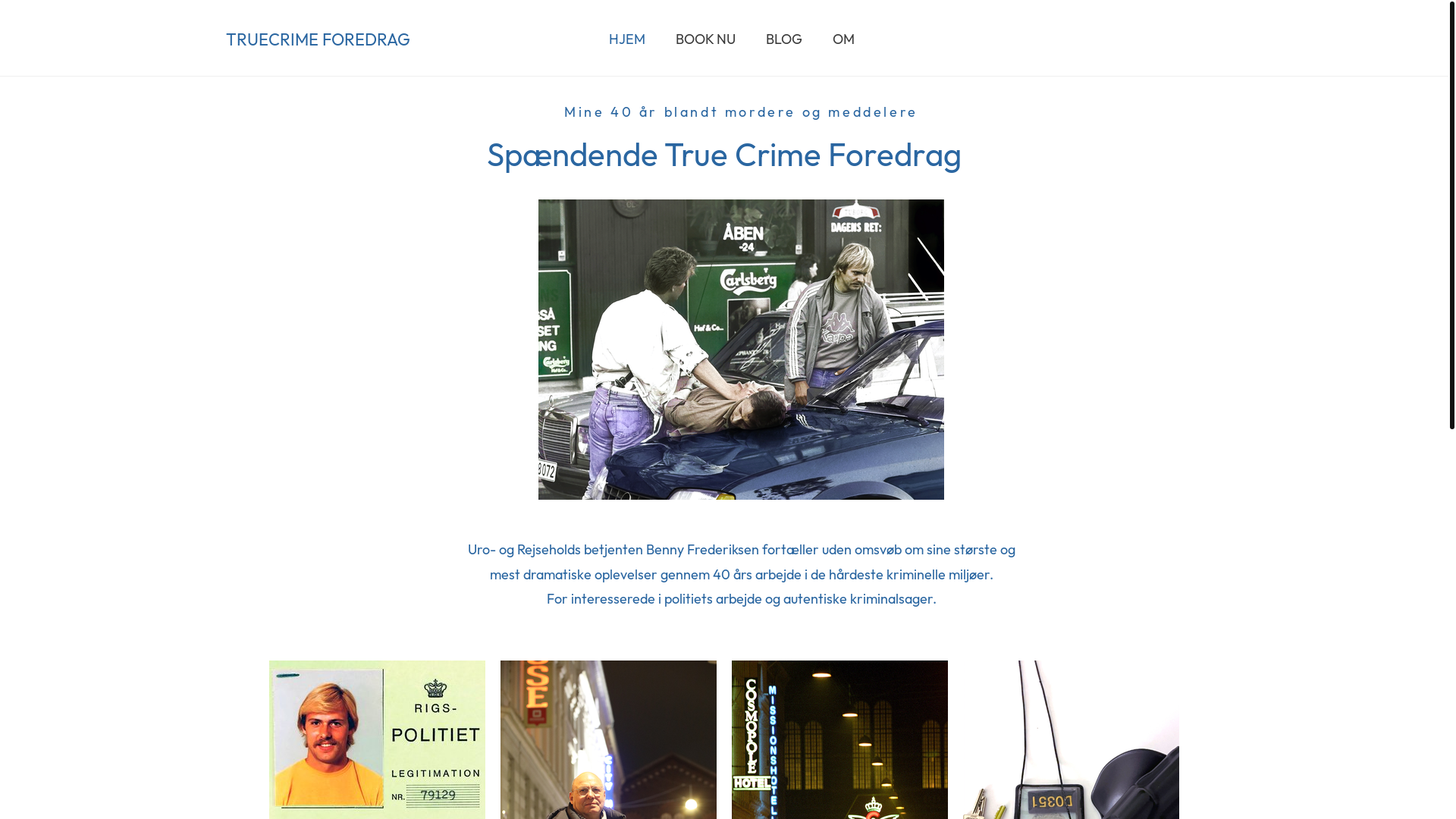 website screenshot of https://truecrime-foredrag.dk/