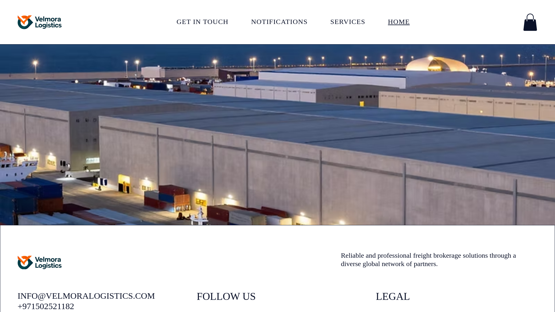 website screenshot of https://velmoralogistics.com/