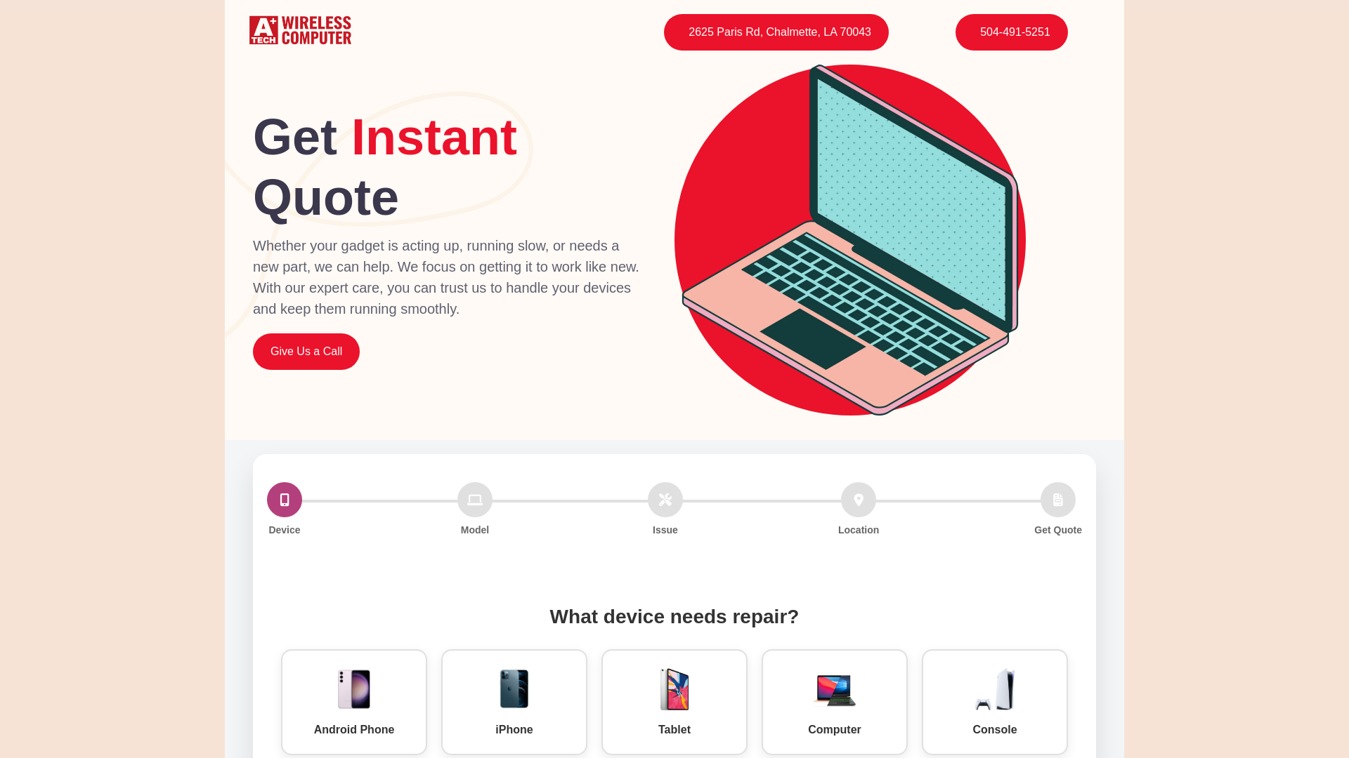 website screenshot of https://aplustechwireless.us