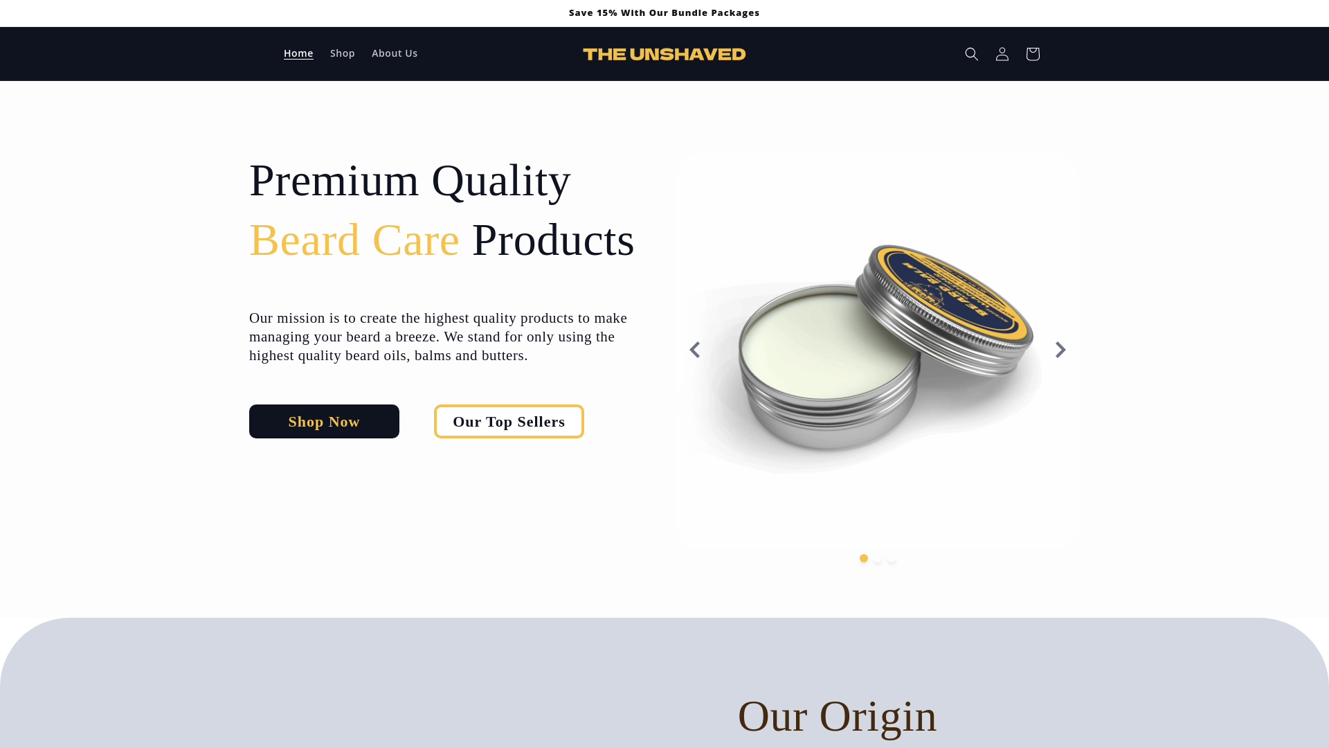 website screenshot of https://theunshaved.co/