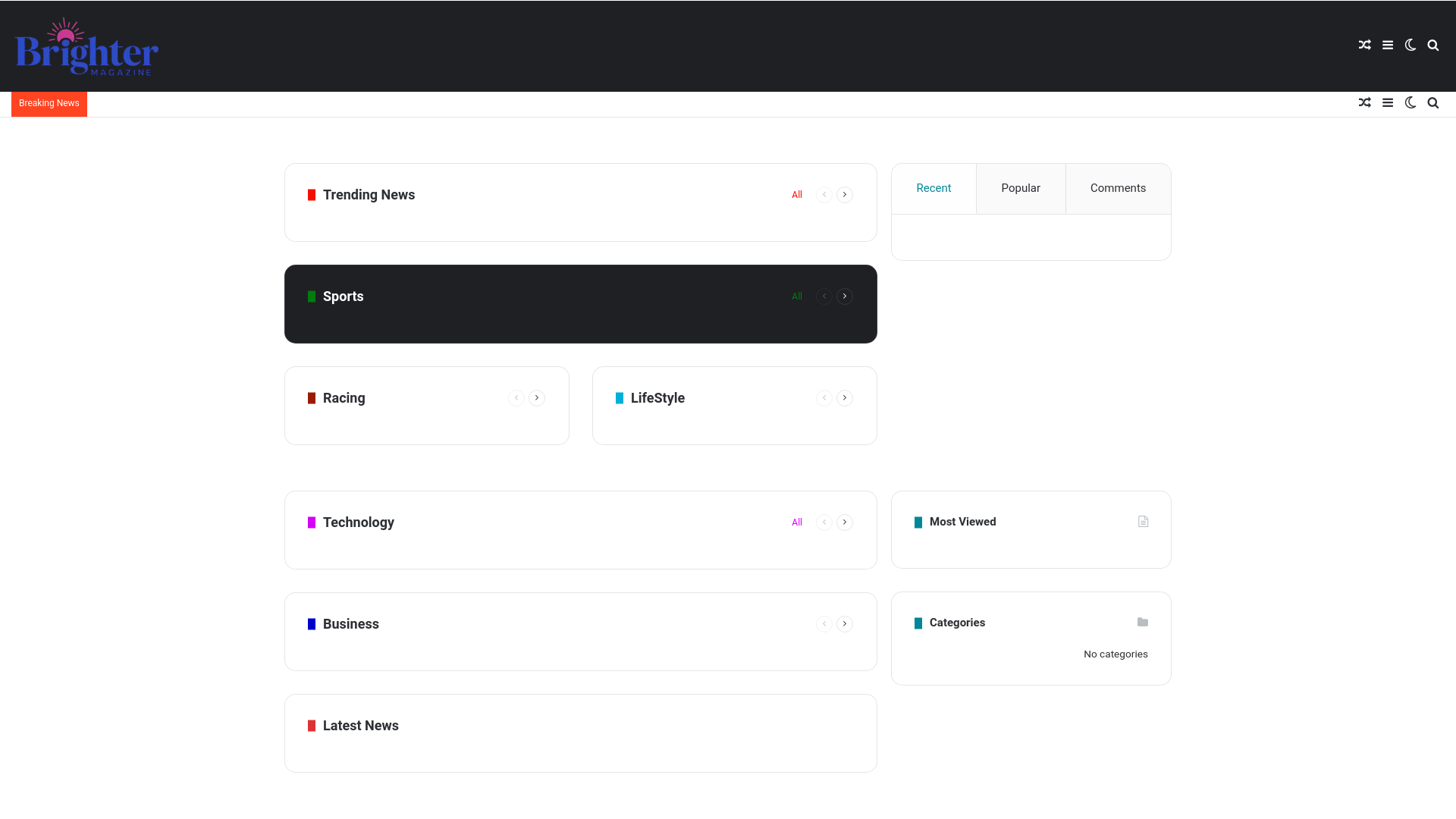 website screenshot of https://brightermagazine.co.uk