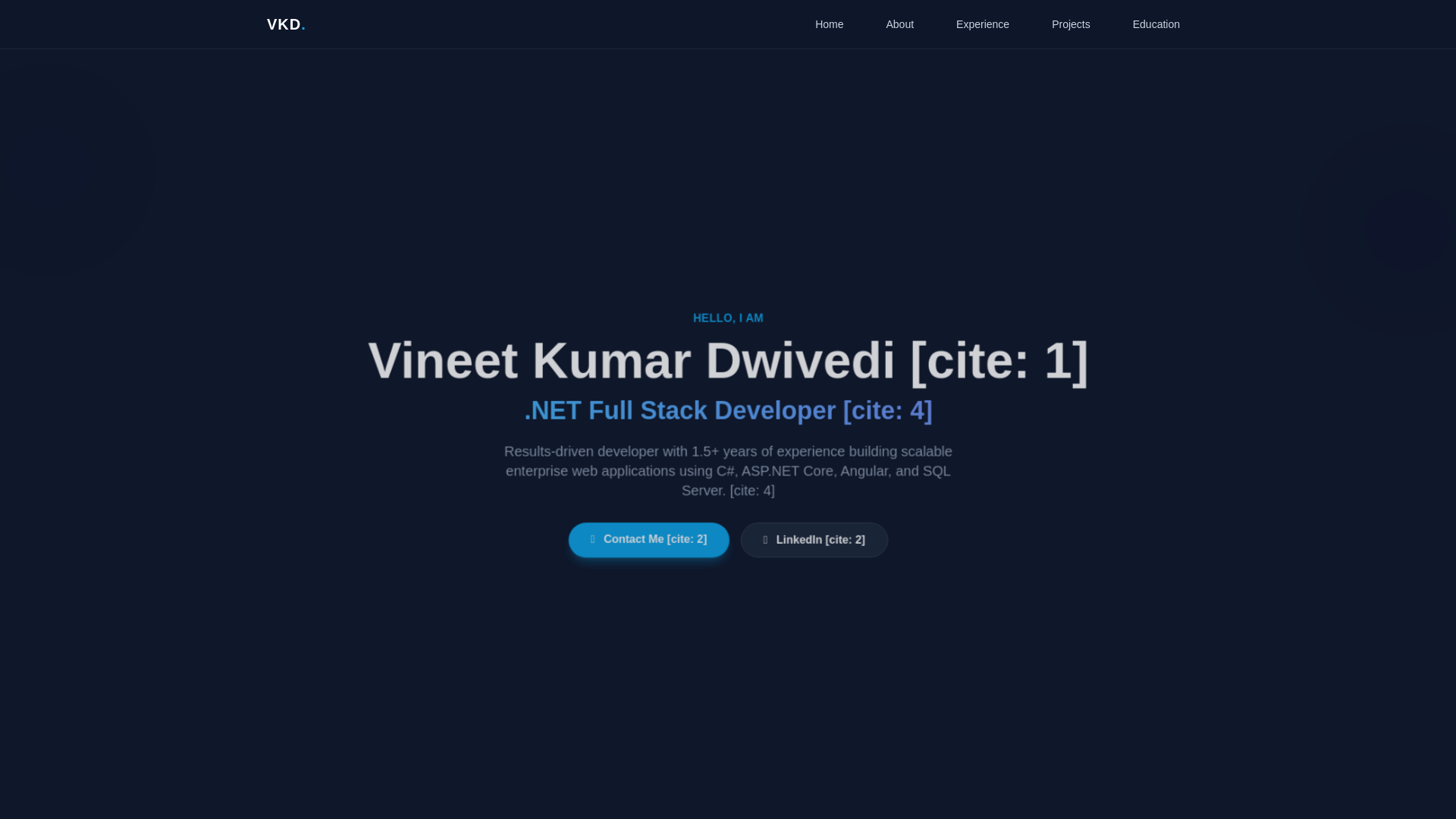 website screenshot of https://vineetdwivedi.in