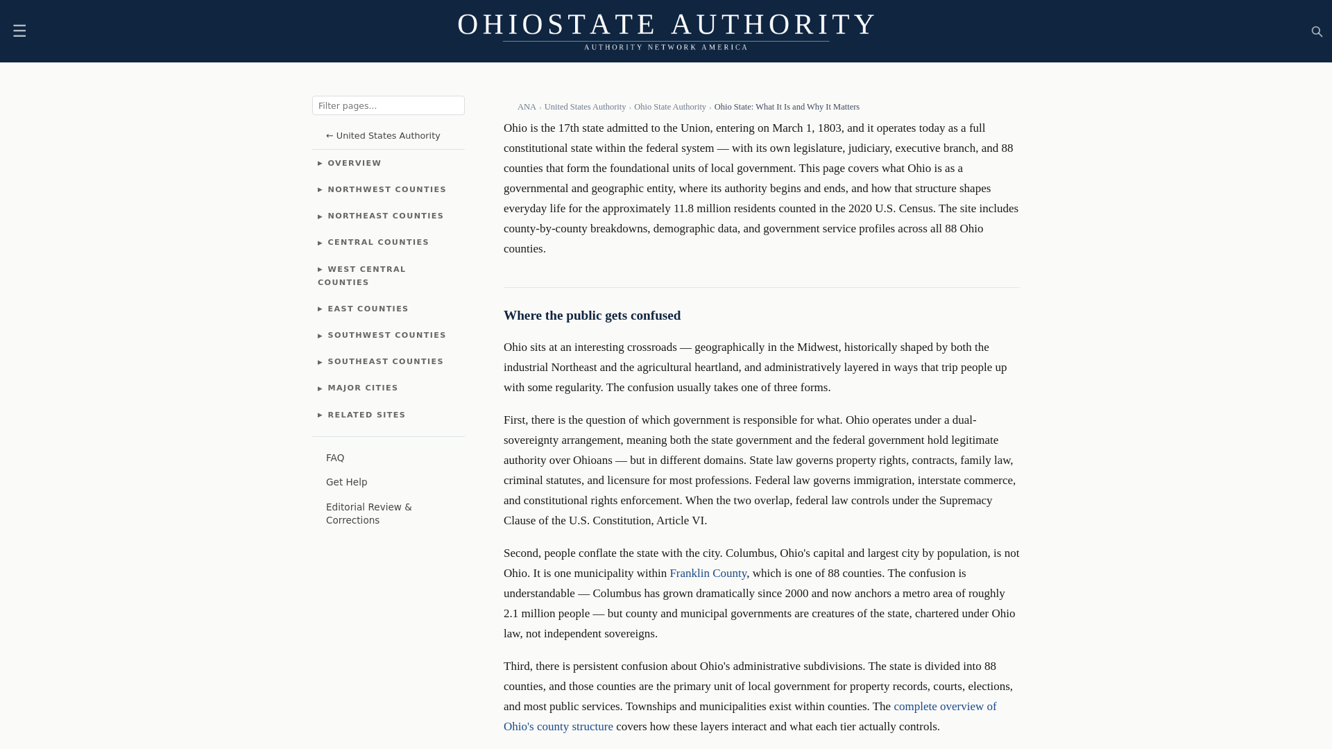 website screenshot of https://ohiostateauthority.com/