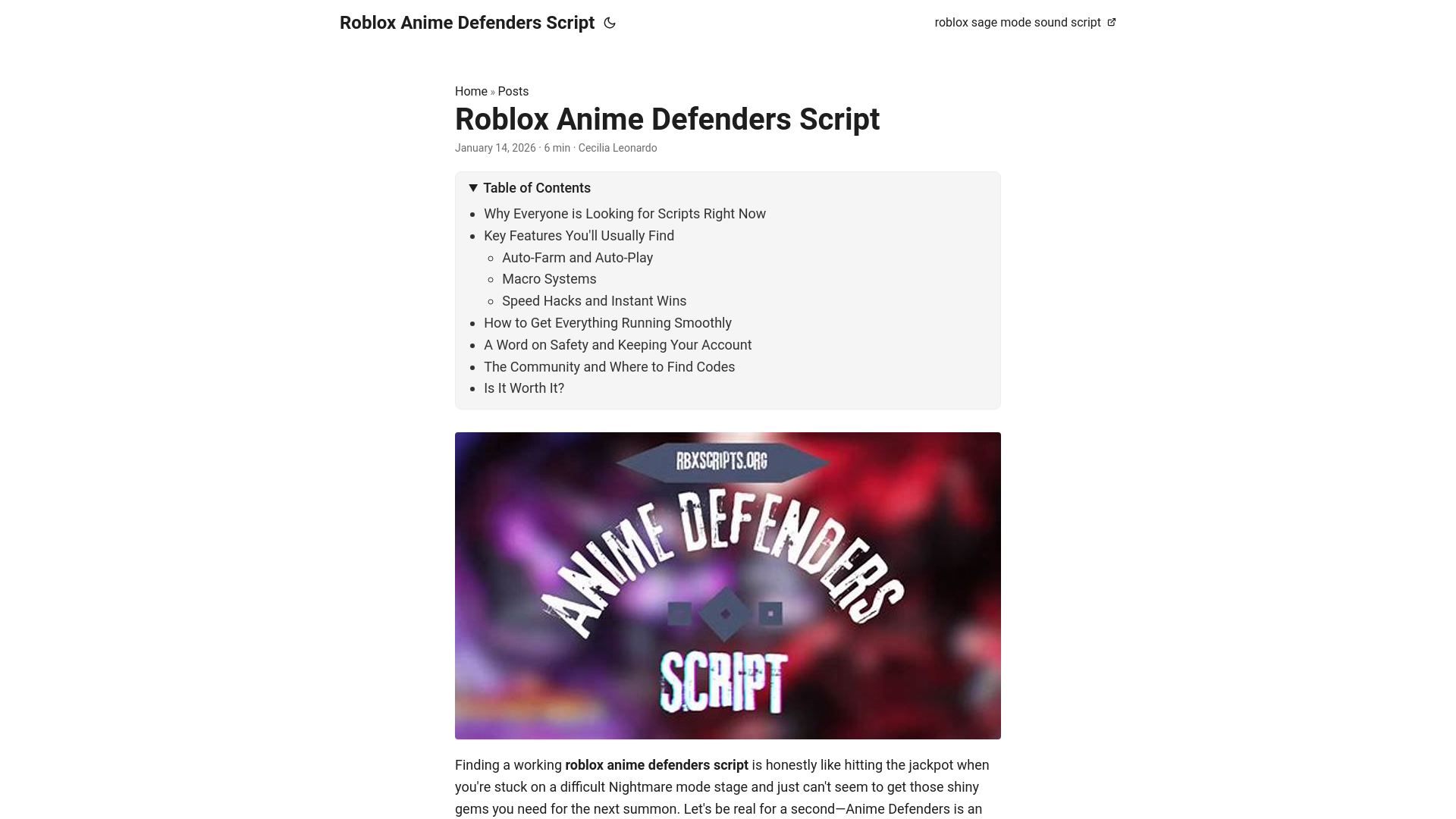 website screenshot of https://robloxanimedefendersscript.pages.dev/