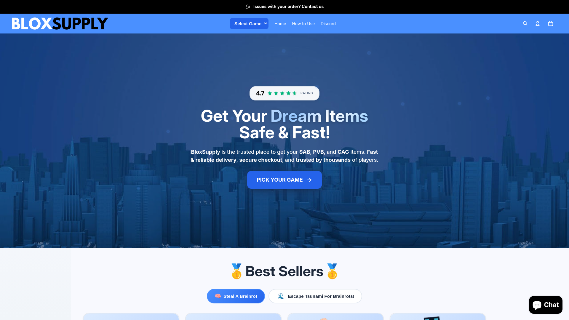 website screenshot of https://bloxsupply.gg/