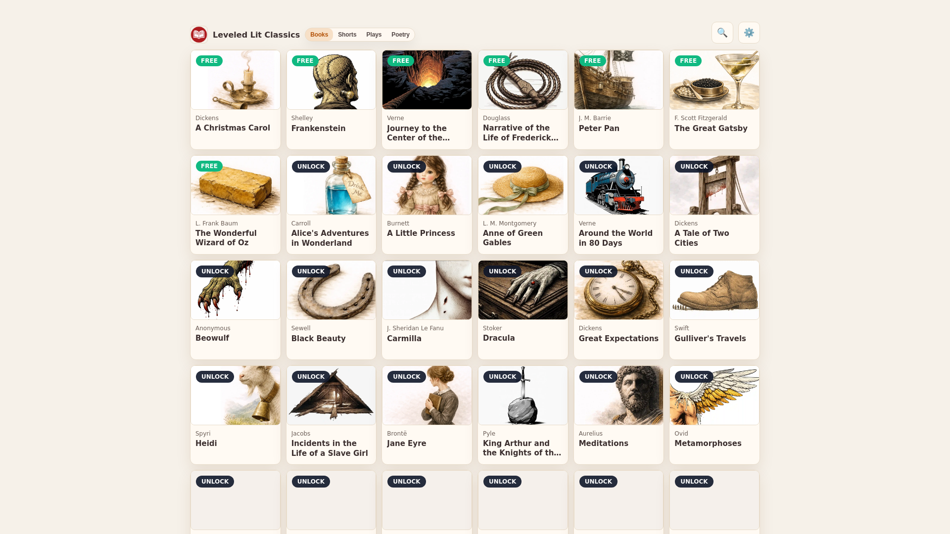 website screenshot of https://classics-reader-pwa.pages.dev/