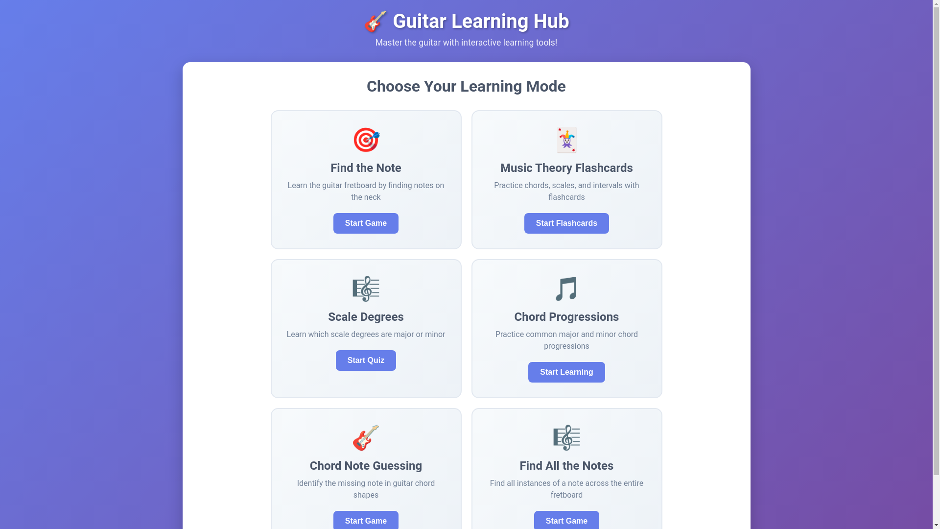 website screenshot of https://guitar-learning-hub.pages.dev/