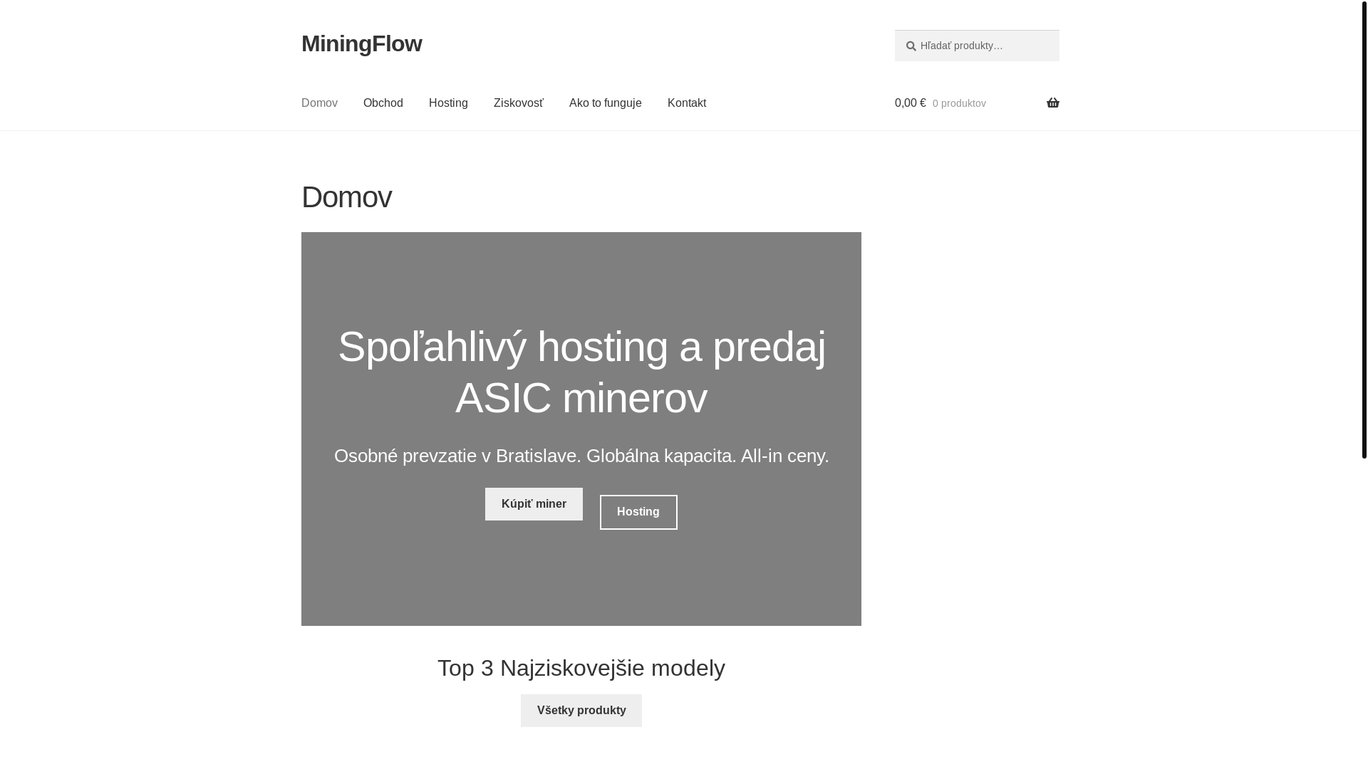 website screenshot of https://miningflow.sk/