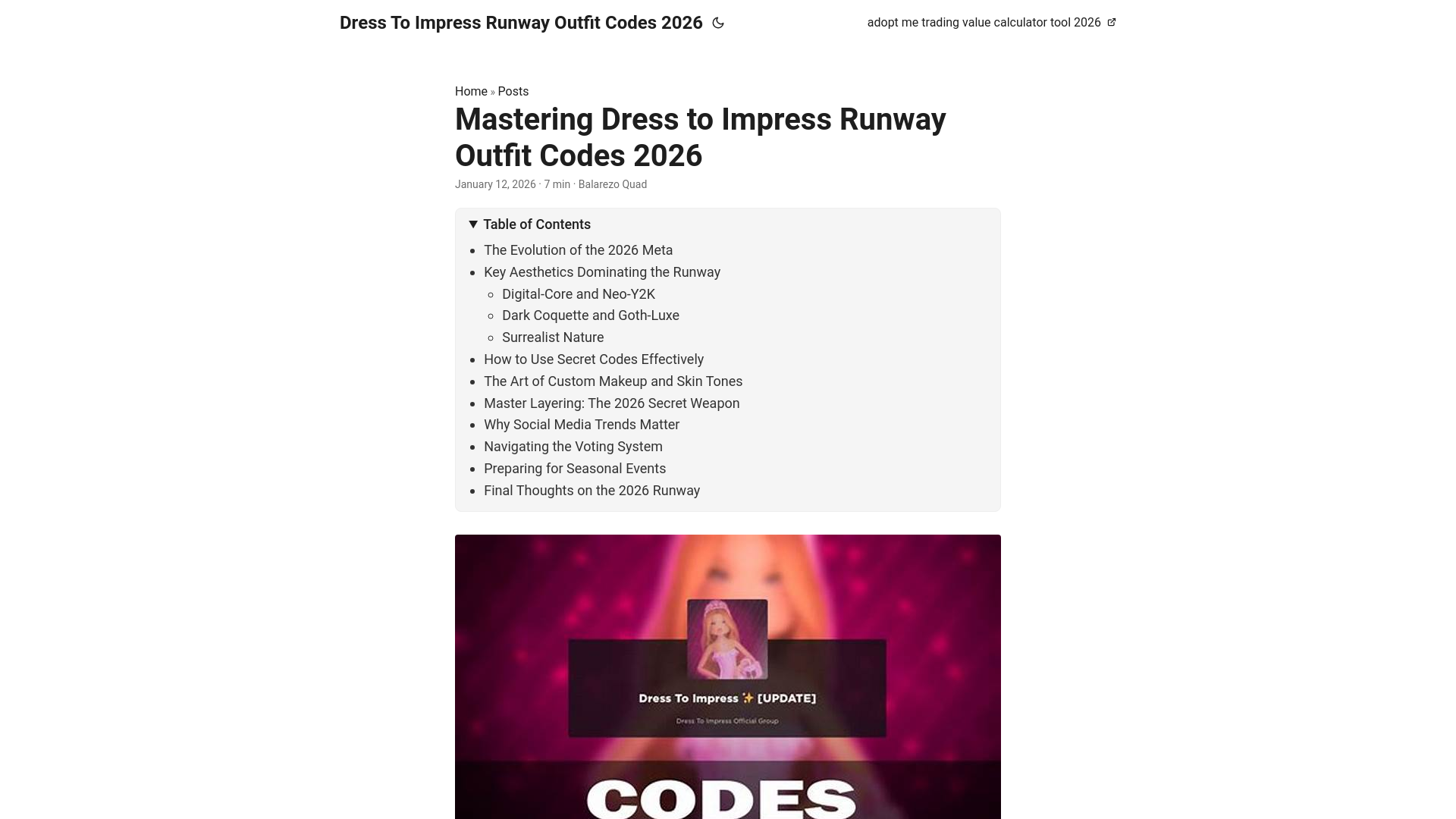 website screenshot of https://dresstoimpressrunwayoutfitcodes2026.pages.dev/