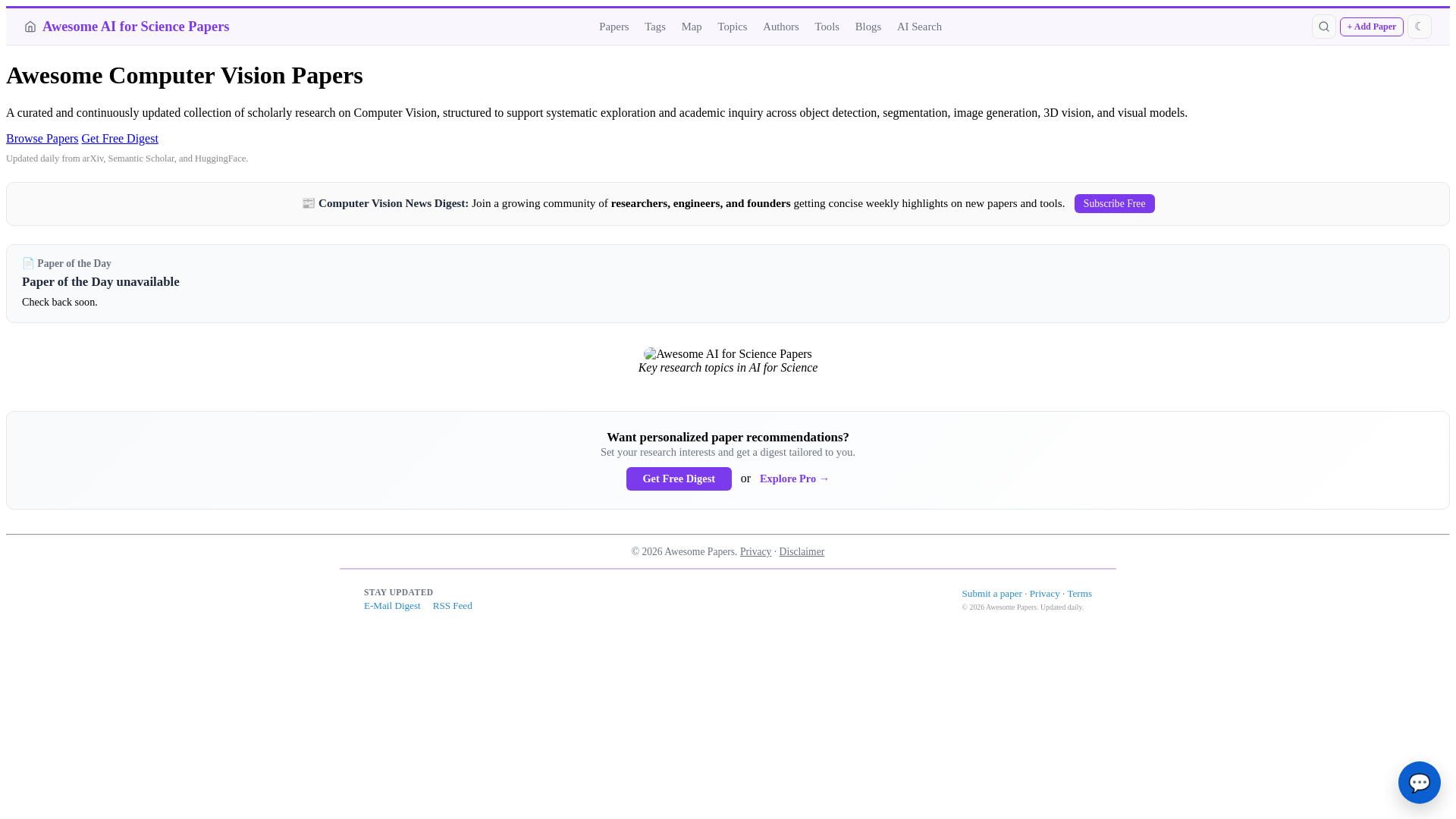 website screenshot of https://awesomepapers-ai-for-science.pages.dev/