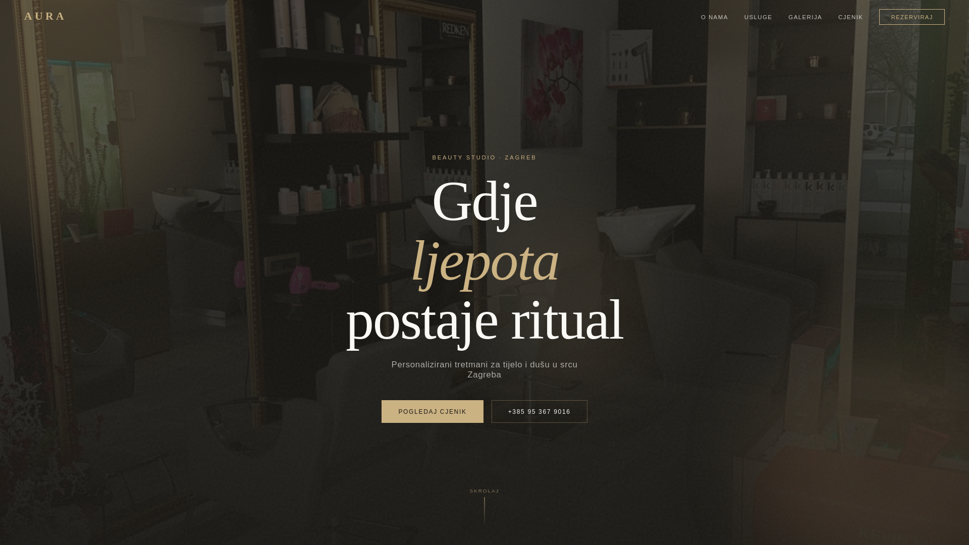 website screenshot of https://aura-beauty-studio-website.pages.dev/