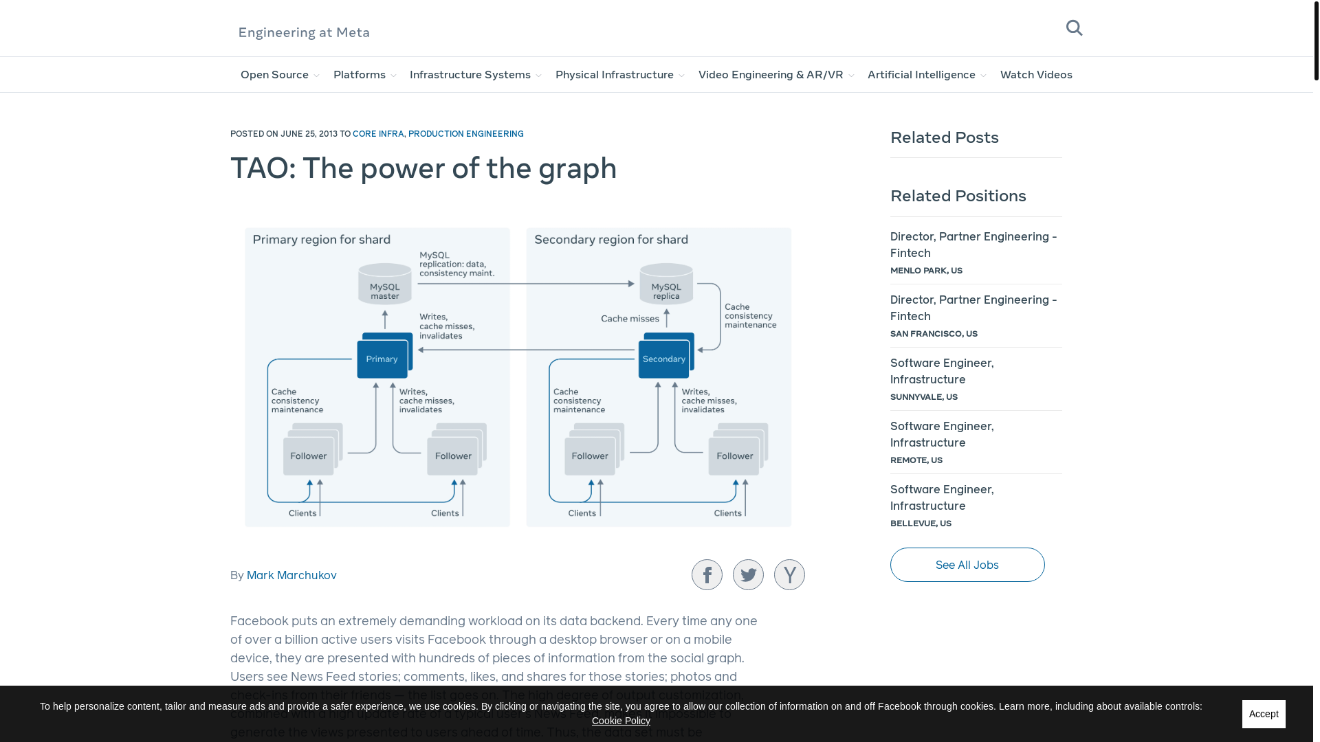 website screenshot of https://engineering.fb.com/2013/06/25/core-infra/tao-the-power-of-the-graph