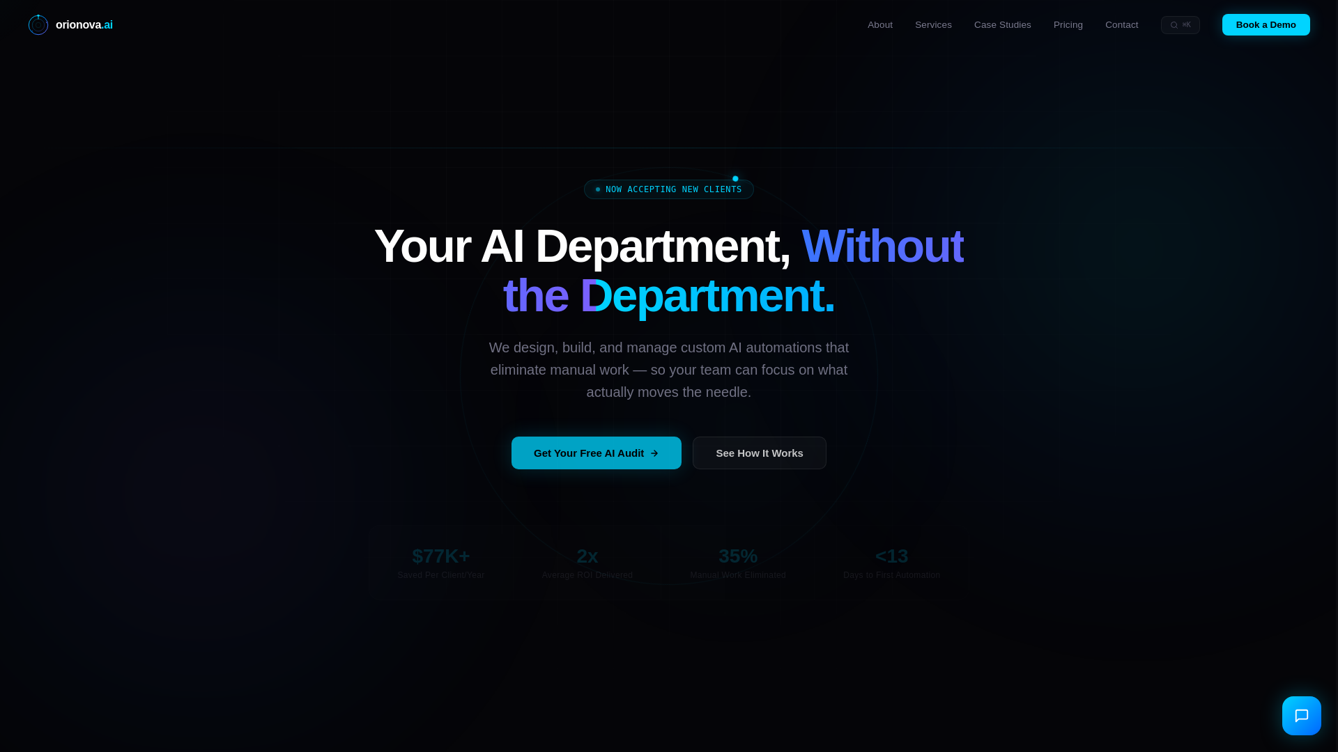 website screenshot of https://orionova.ai/