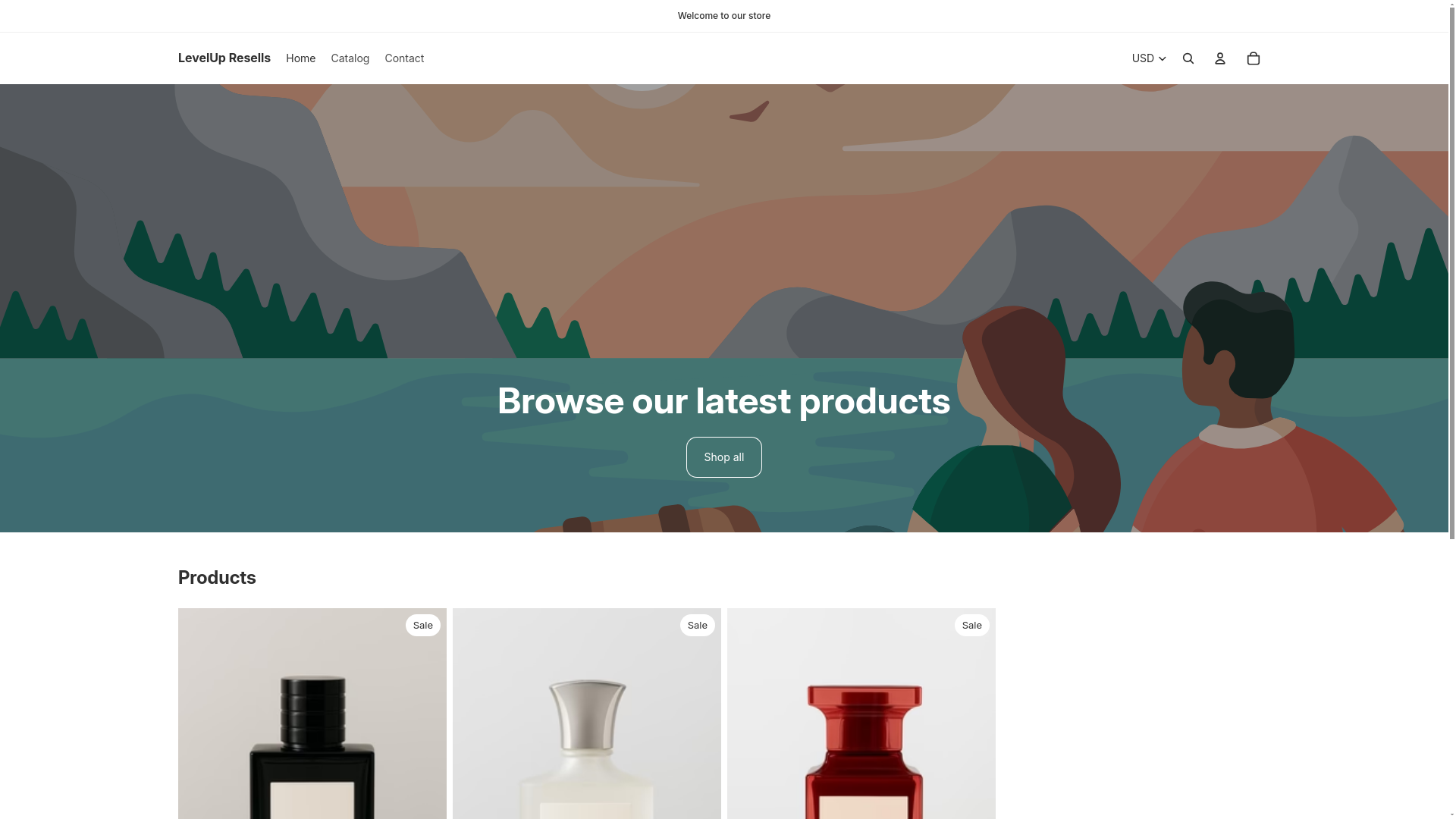 website screenshot of https://levelupresells.com/