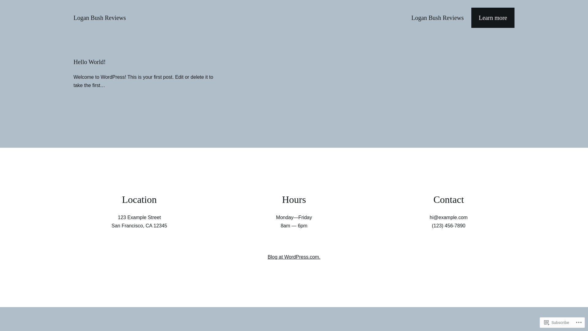 website screenshot of https://loganbushreviews.com/