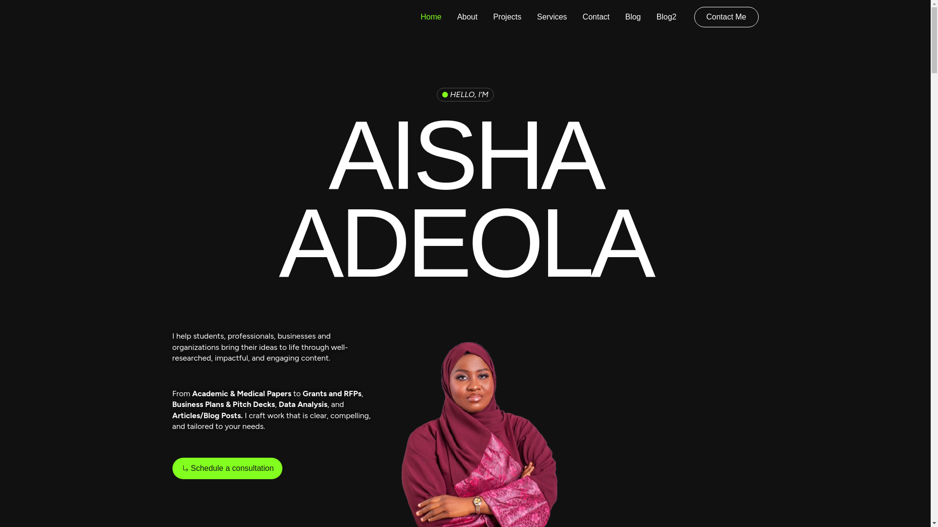 website screenshot of https://aishaadeola.pages.dev/