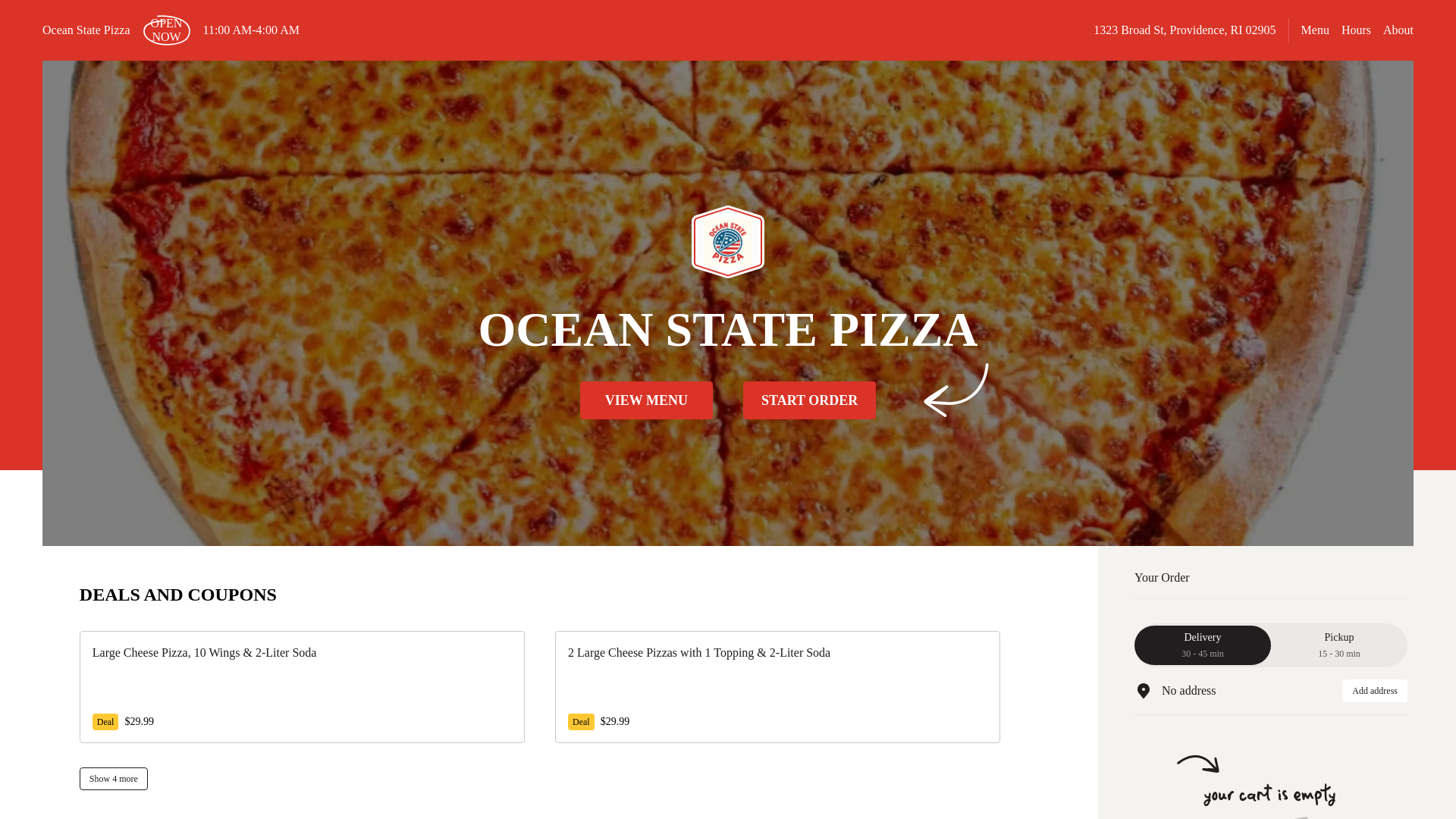 website screenshot of https://oceanstatepizzaprovidence.com