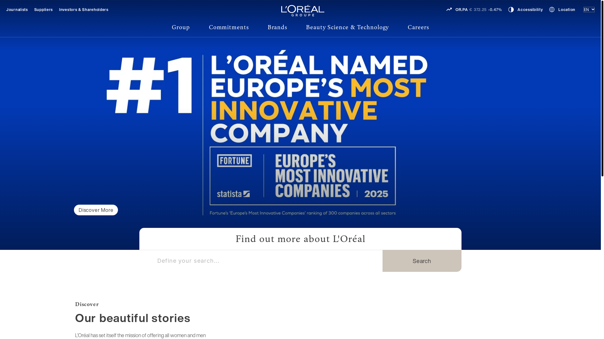 website screenshot of https://loreal.com/