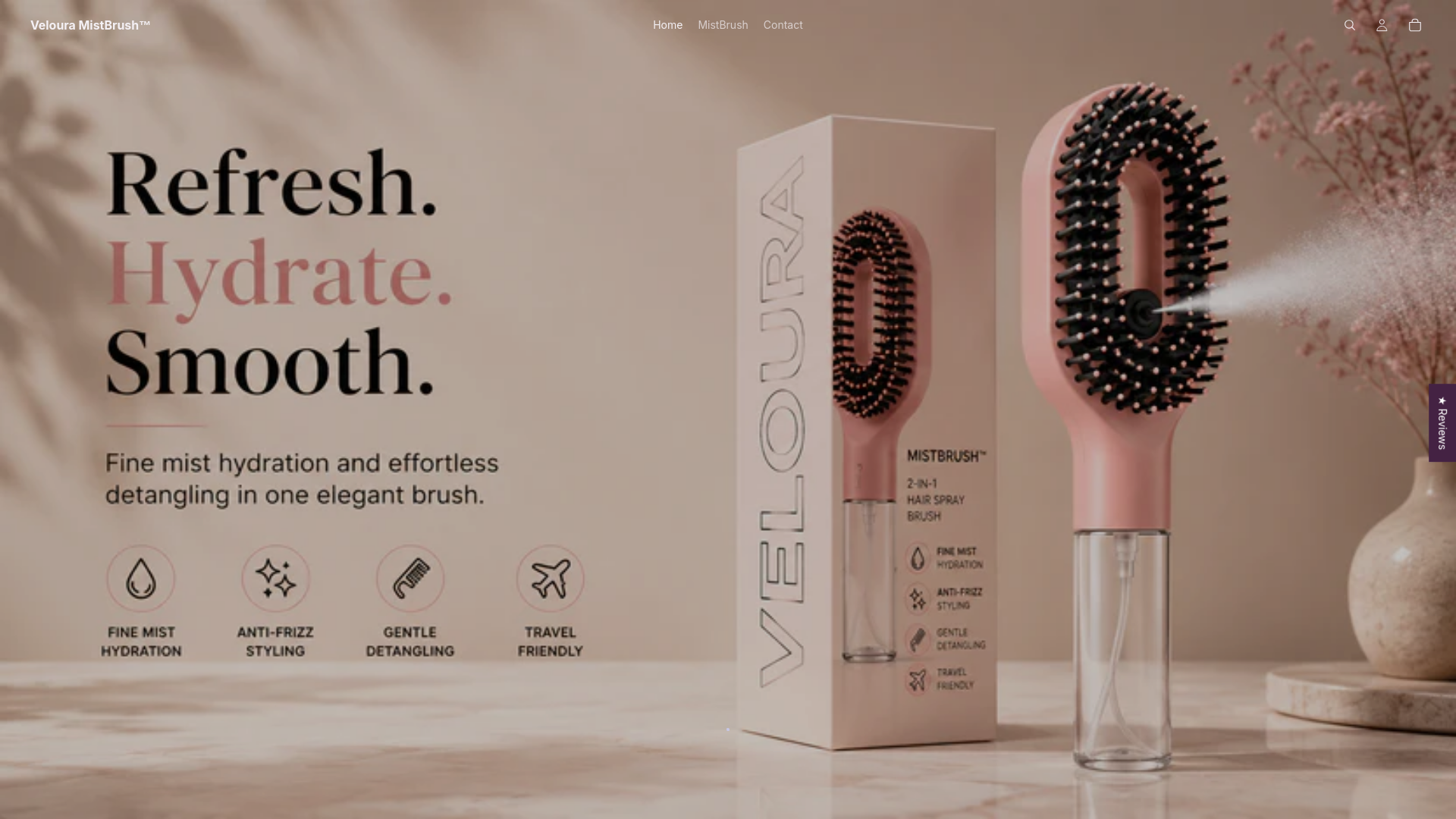 website screenshot of https://velouramistbrush.store/
