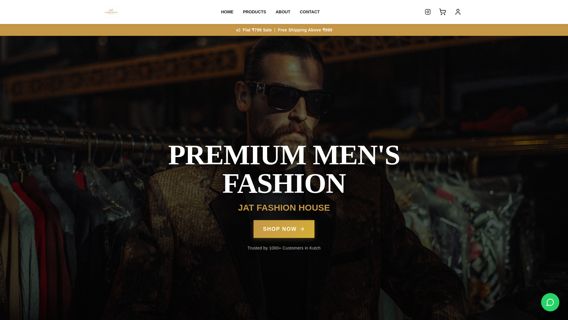 website screenshot of https://jatfashionhouse.com/