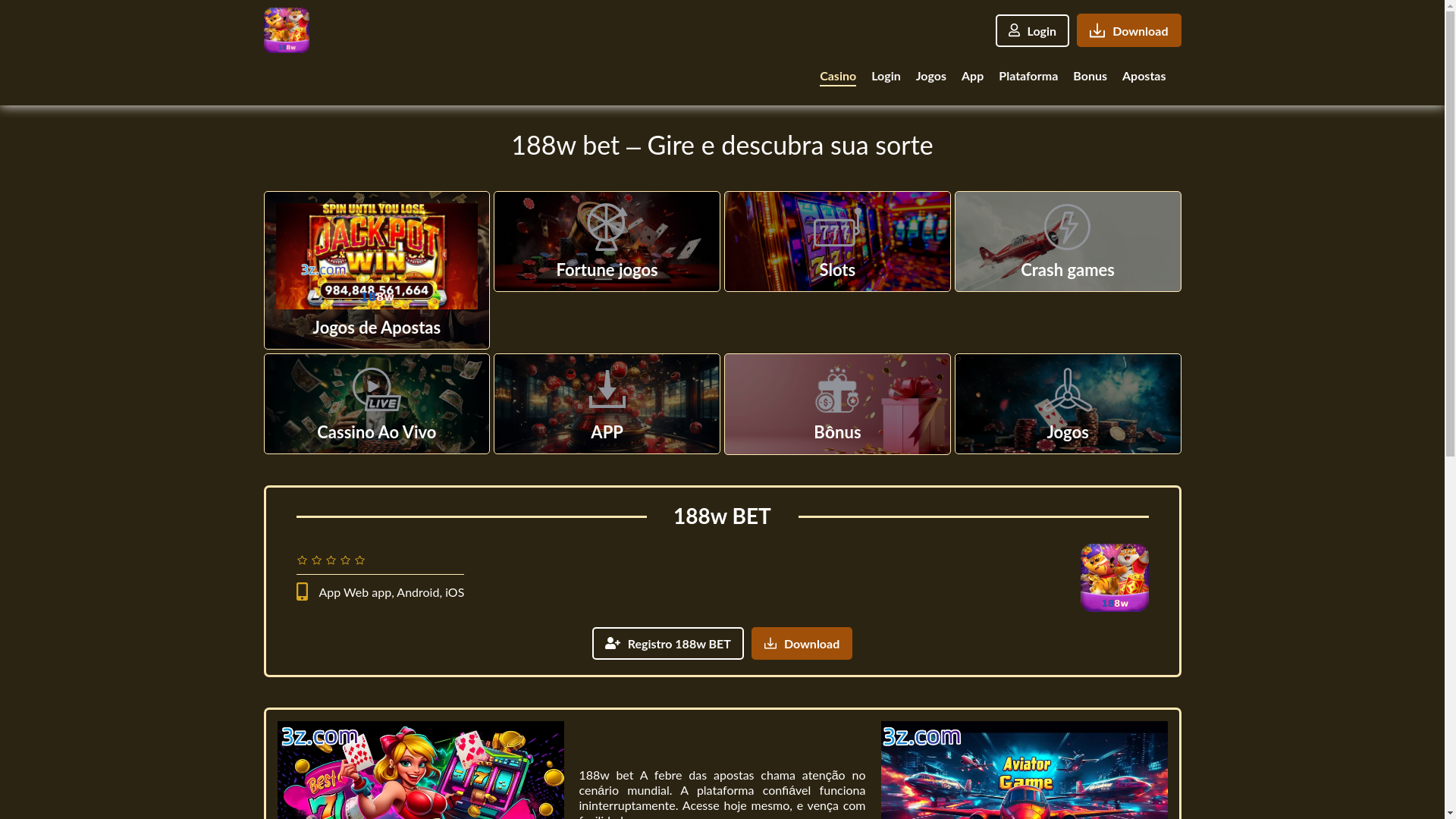 website screenshot of https://188w-plataforma.com/