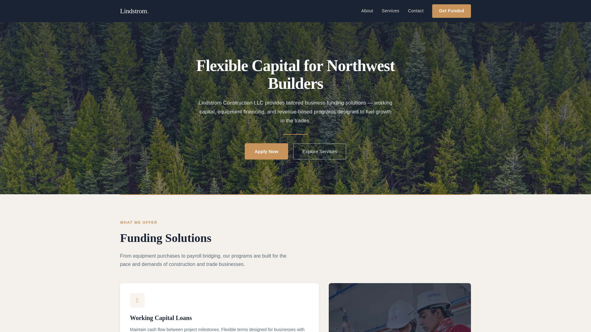 website screenshot of https://lindstromconstructions.com