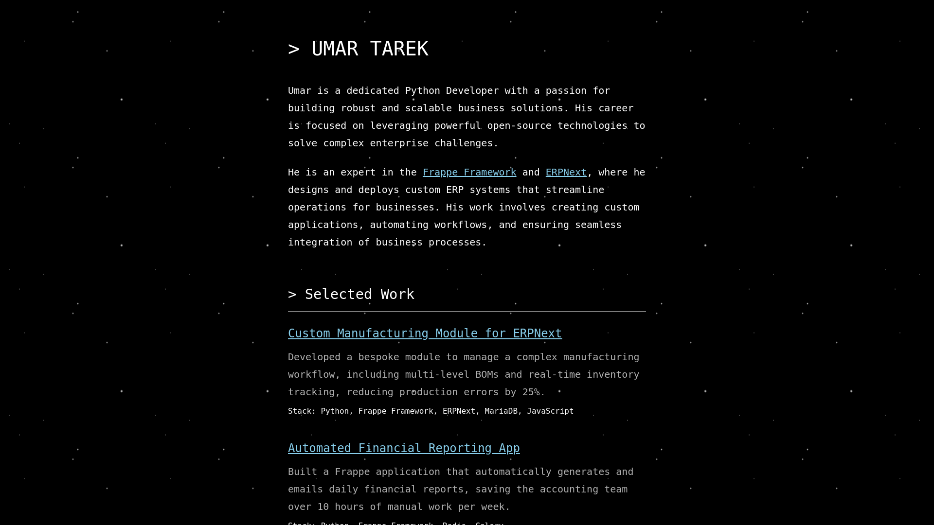 website screenshot of https://umartarek.pages.dev/