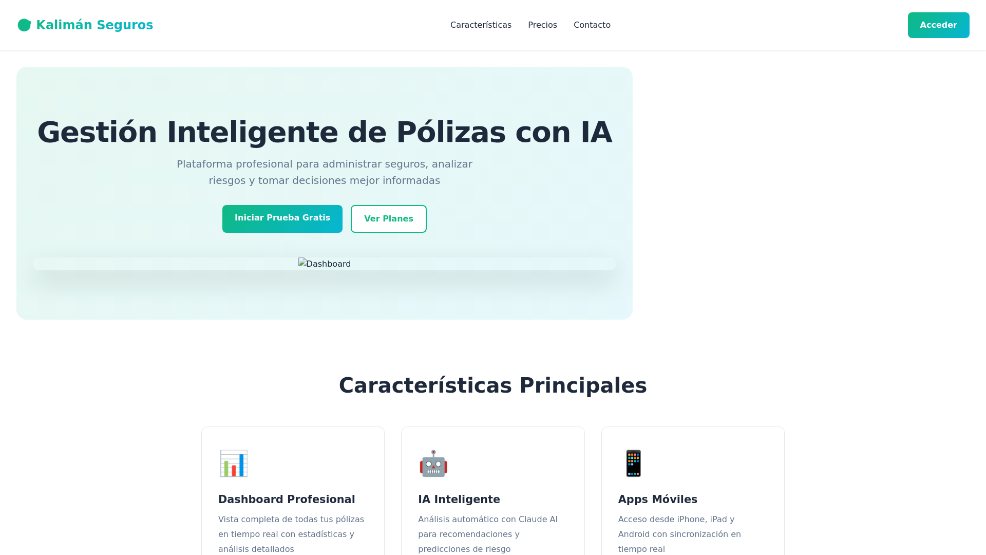 website screenshot of https://kalimanseguros.com/