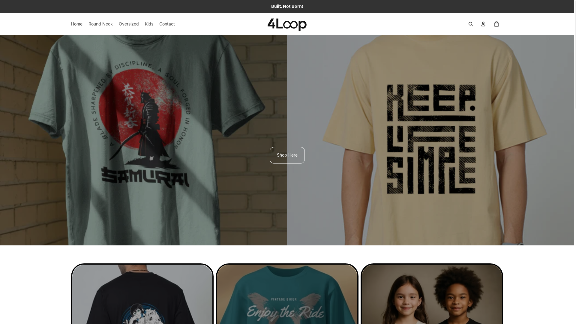 website screenshot of https://4looptees.com/
