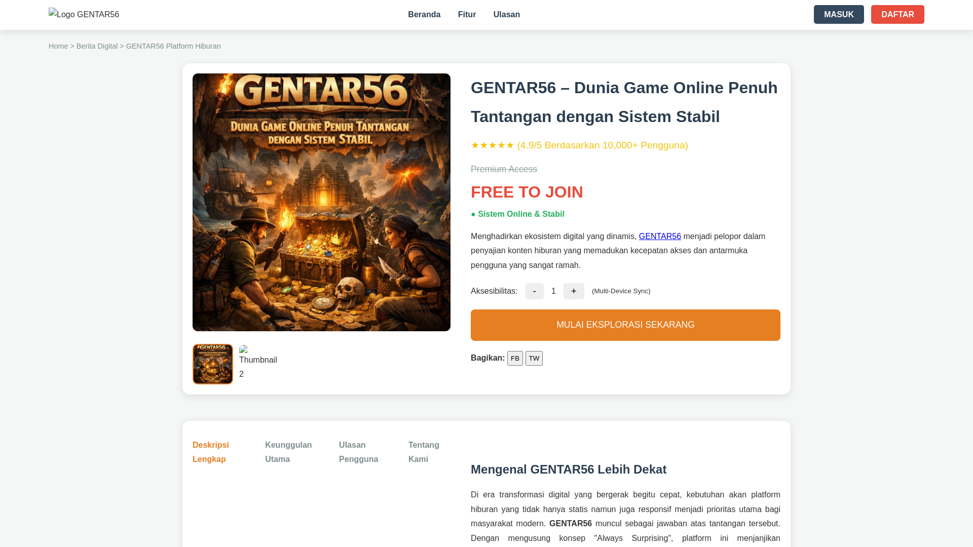 website screenshot of https://gentar56.com