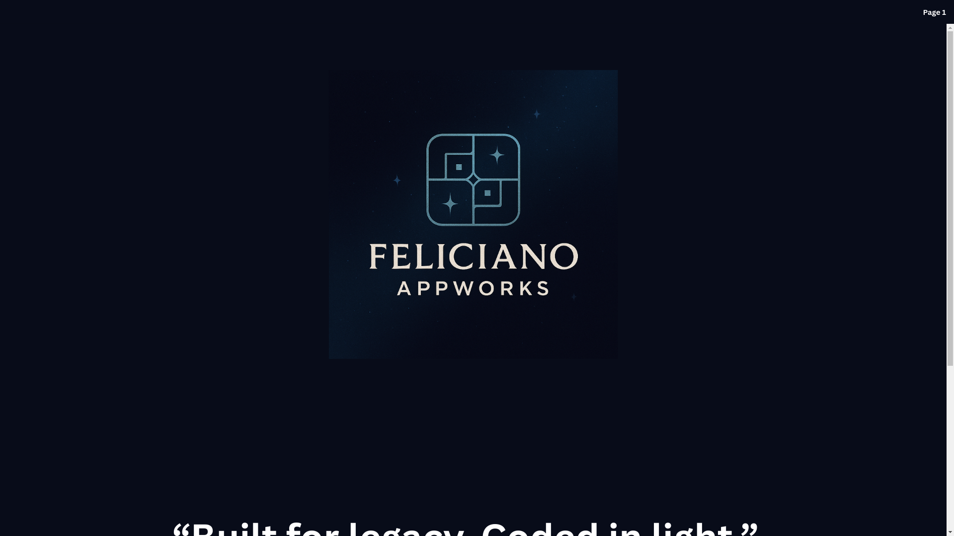 website screenshot of https://felicianoappworks.org/