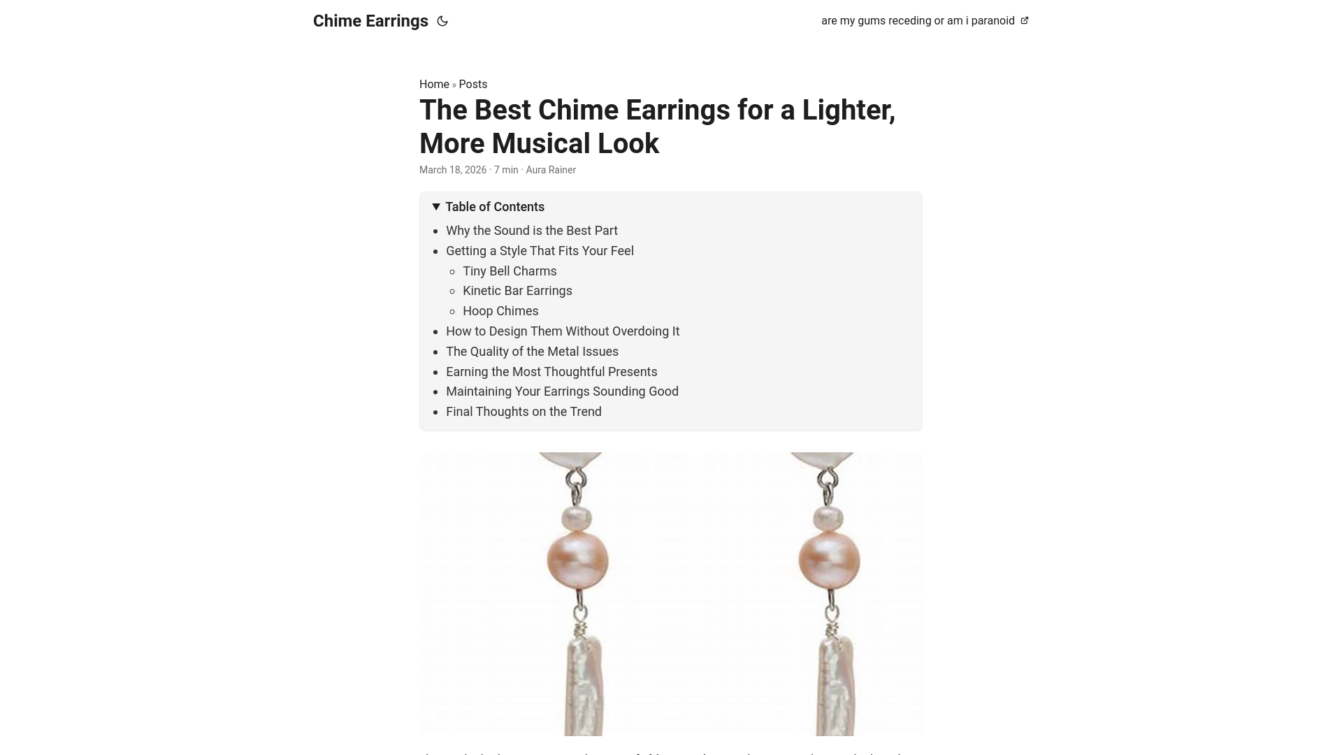 website screenshot of https://chime-earrings.pages.dev/