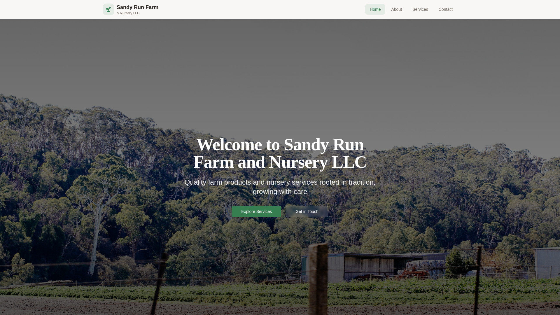 website screenshot of https://sandyrunfarmco.com/